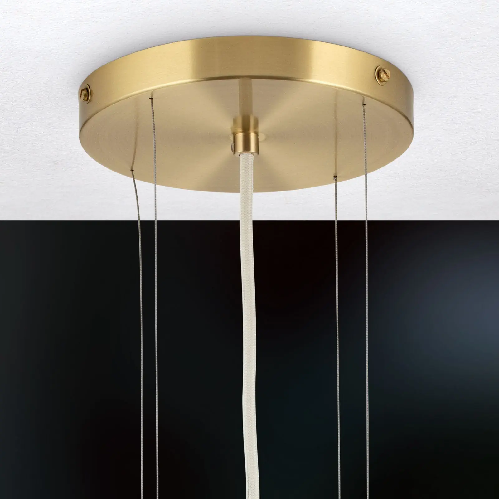 Viseća lampa SHADE, mat mesing, sa konusnim braon abažurom, Ø 50cm - 3