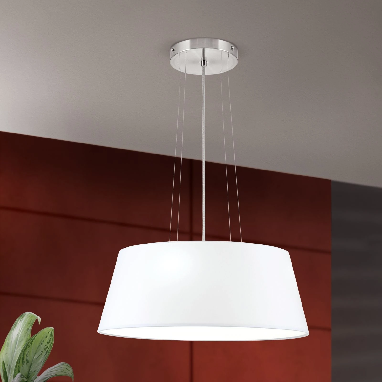 Viseća lampa SHADE, 4 izvora svetla, Ø 50 cm, satin hrom završna obrada, beli konusni abažur - 1