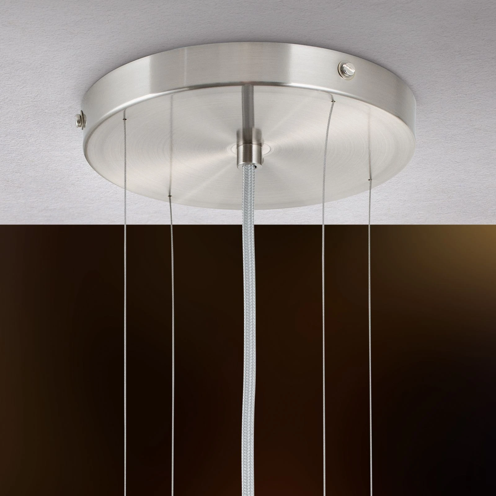 Viseća lampa SHADE, 4 izvora svetla, Ø 50 cm, satin hrom završna obrada, beli konusni abažur - 3