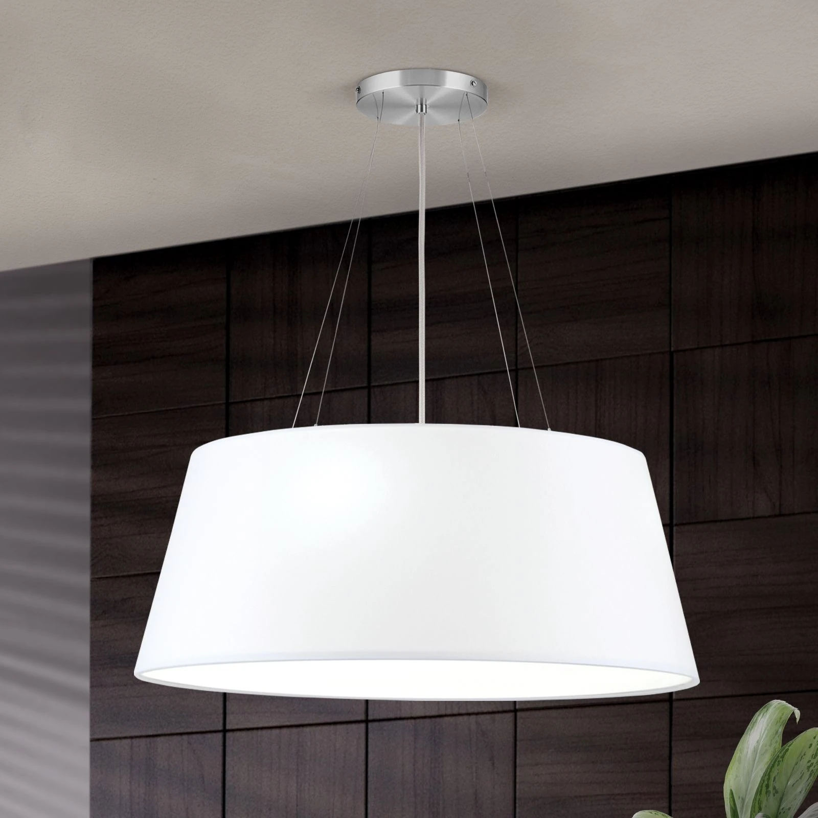 Viseća lampa SHADE, 4 izvora svetla, Ø 70 cm, satin hrom završna obrada, beli konusni abažur - 1