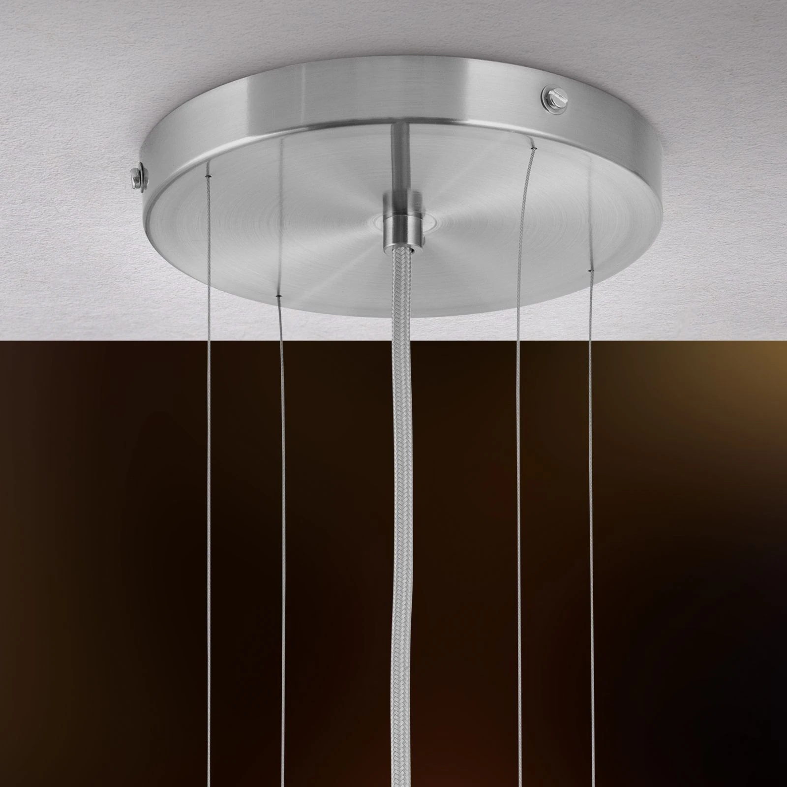 Viseća lampa SHADE, 4 izvora svetla, Ø 70 cm, satin hrom završna obrada, beli konusni abažur - 3