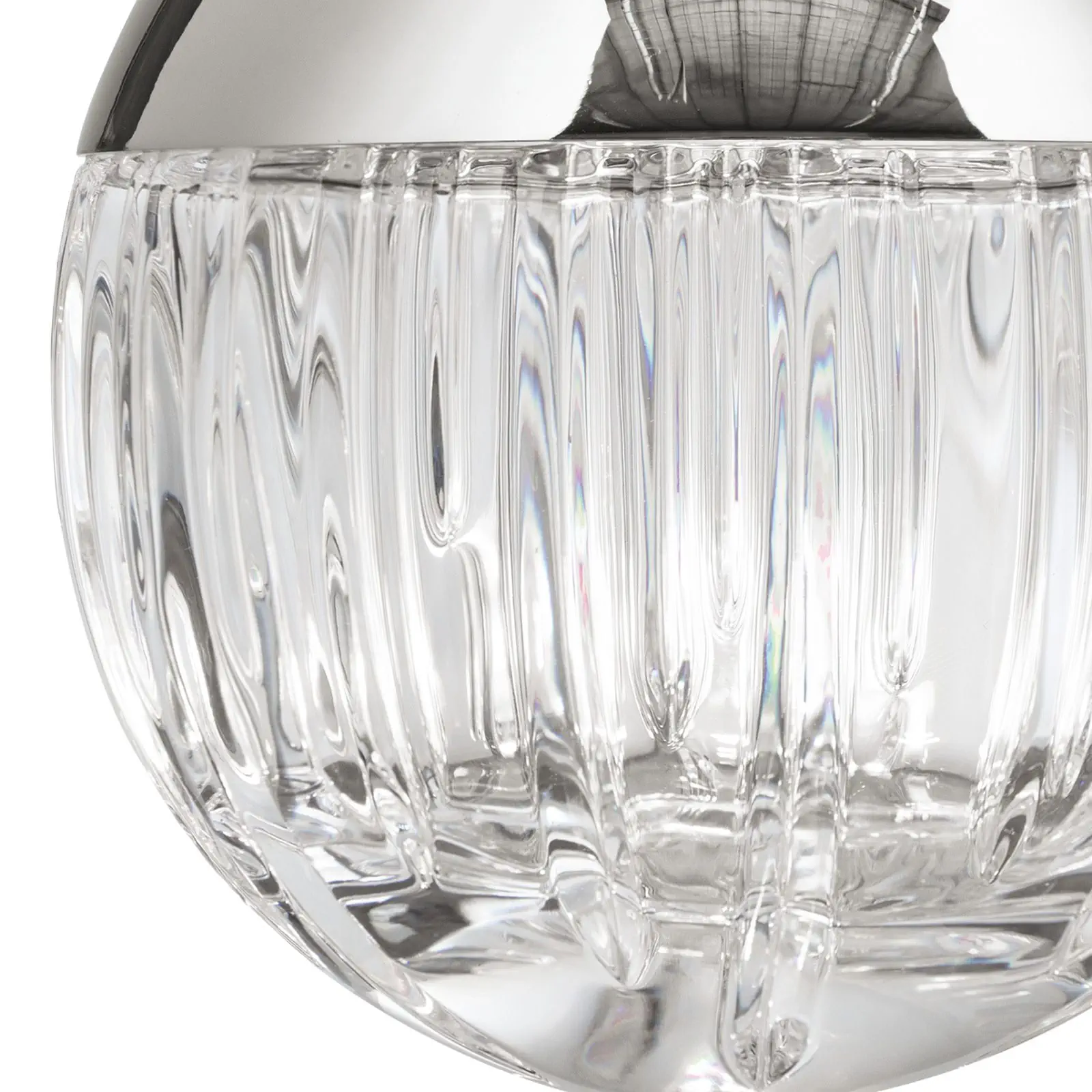 Okrugla viseća lampa BALL, nikal, sa prozirnim kristalnim staklom sa linijskim brušenjem - 2