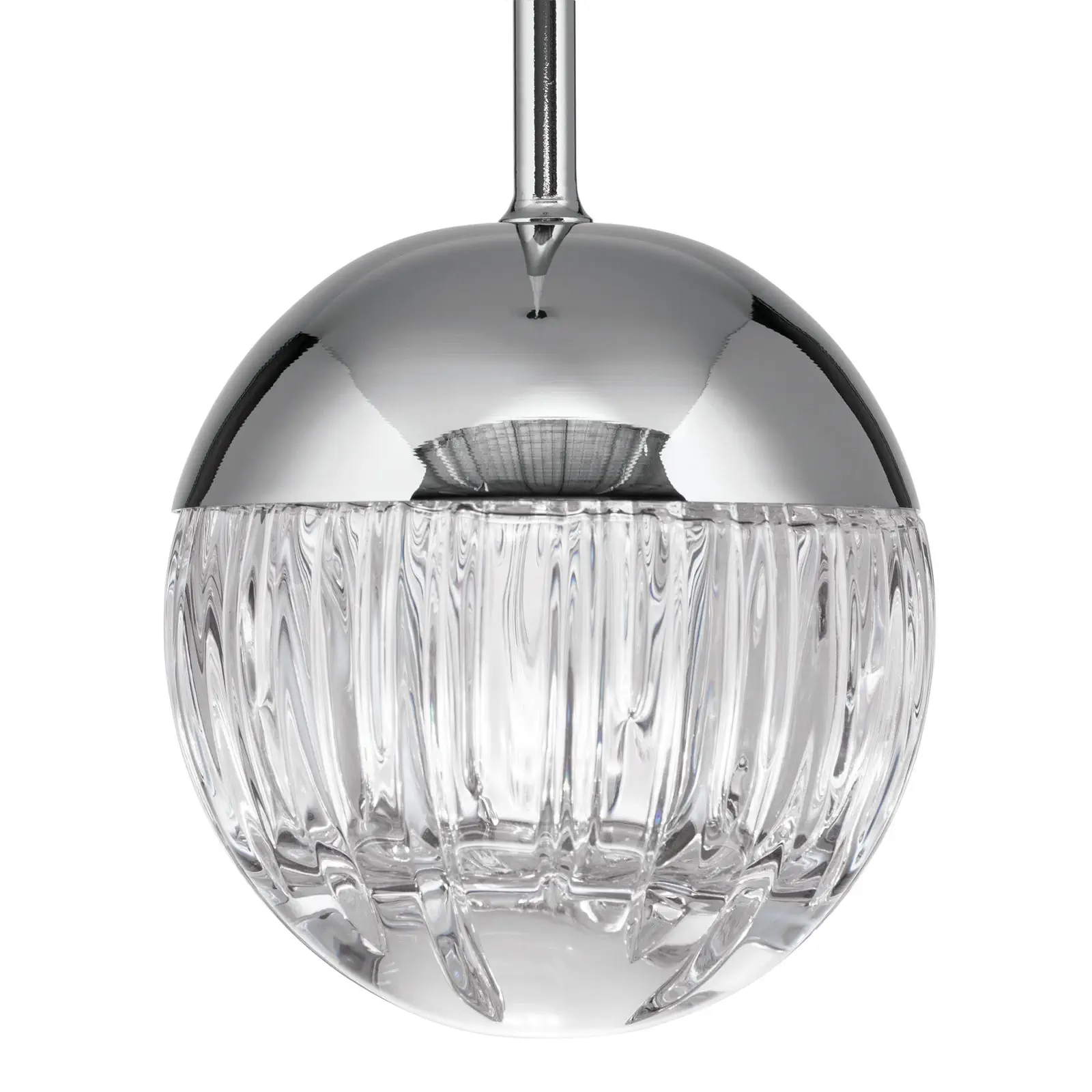 Okrugla viseća lampa BALL, nikal, sa prozirnim kristalnim staklom sa linijskim brušenjem - 6