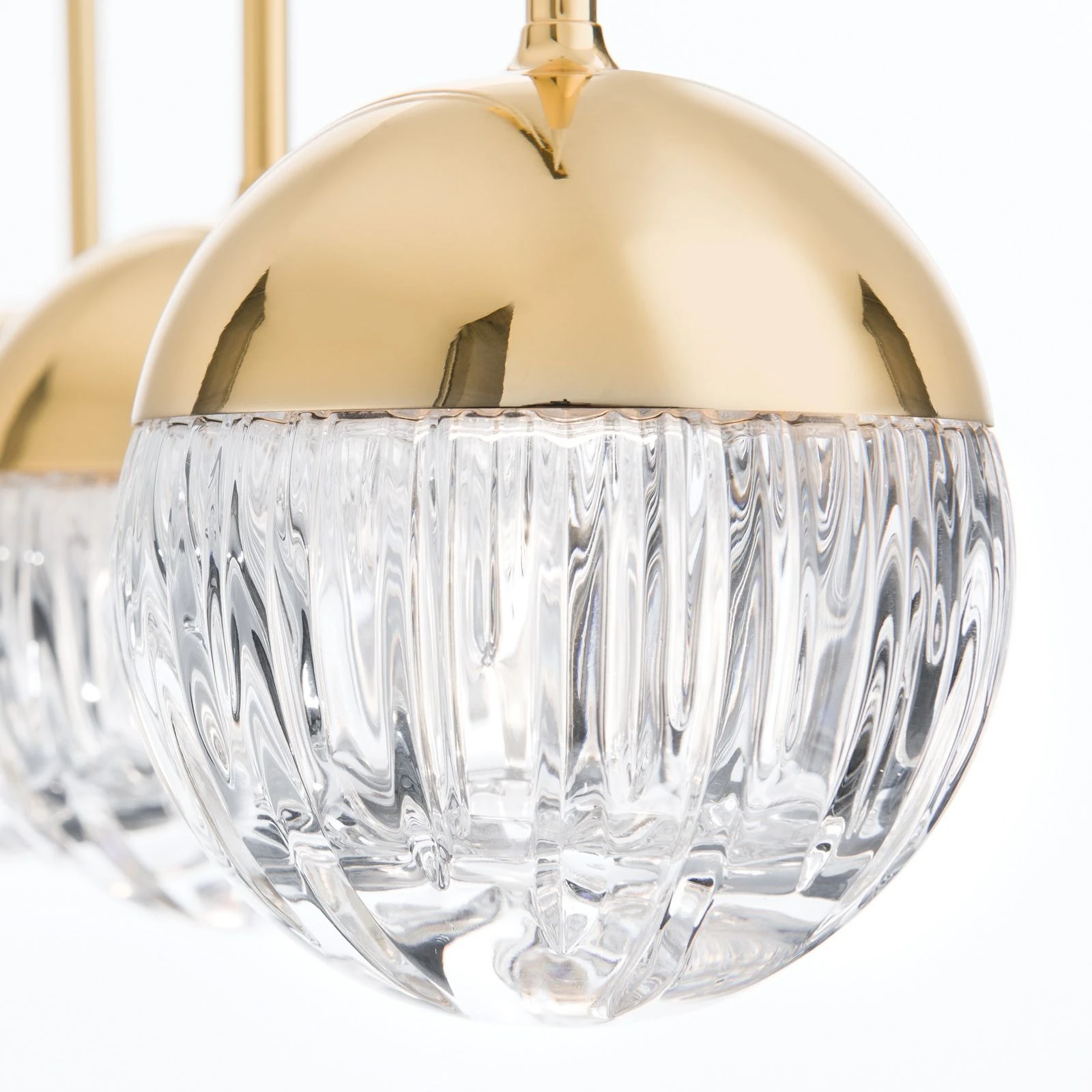 Viseća lampa BALL, 3 izvora svetla, 24-karatno pozlaćena, prozirno kristalno staklo (ručno sečeno) - 2