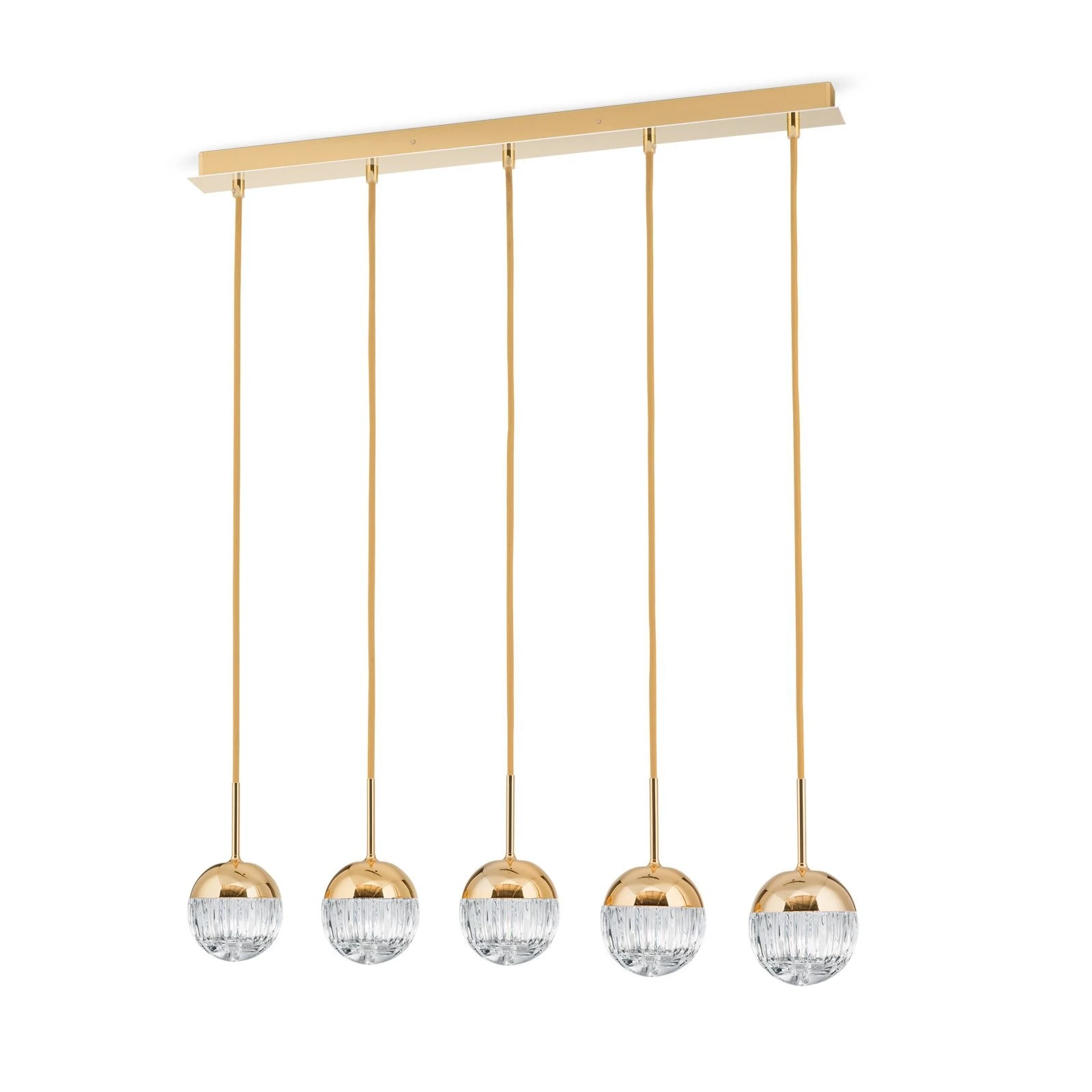 Viseća lampa BALL, 5 izvora svetla, 24-karatno pozlaćena, prozirno kristalno staklo (ručno sečeno) - 4