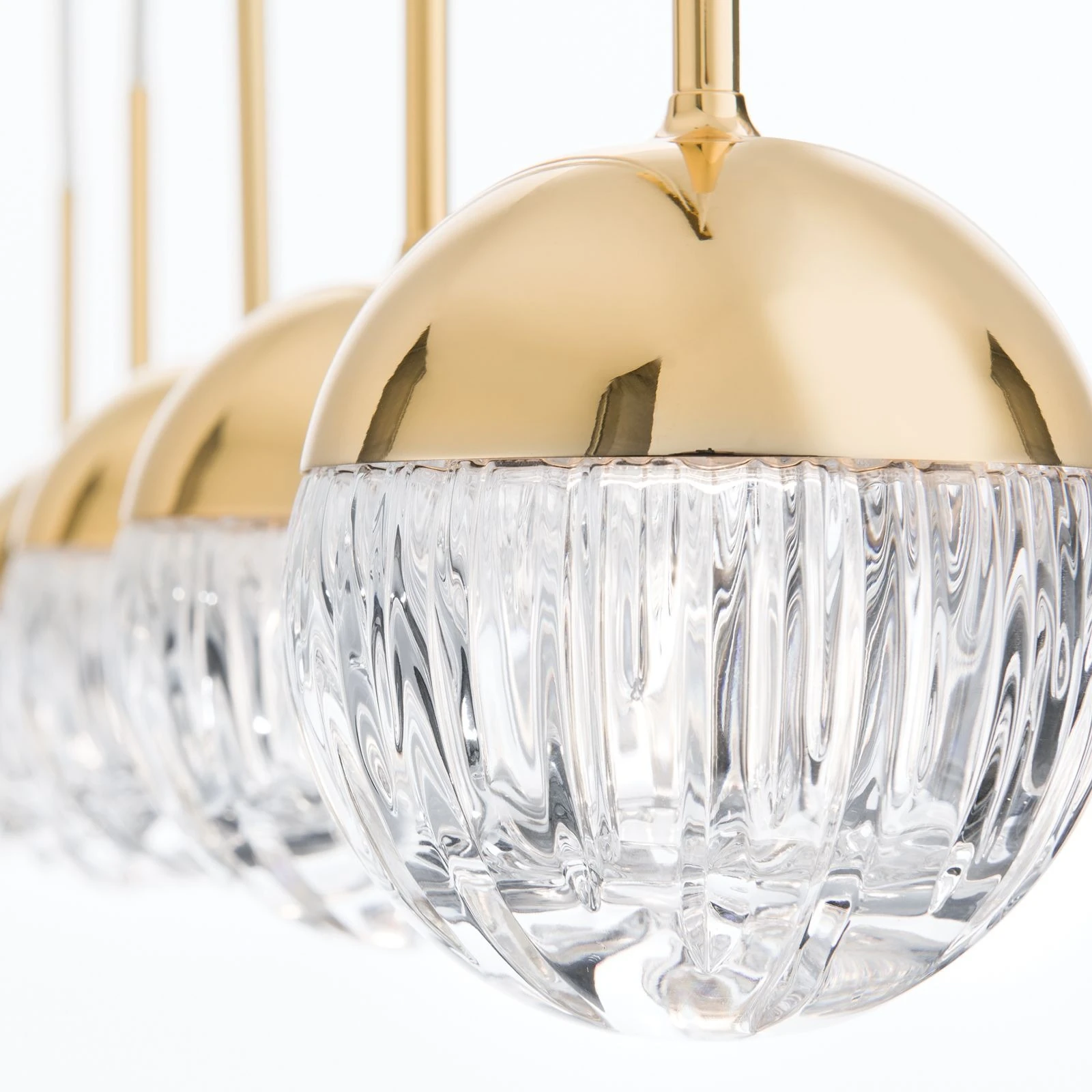 Viseća lampa BALL, 5 izvora svetla, 24-karatno pozlaćena, prozirno kristalno staklo (ručno sečeno) - 6