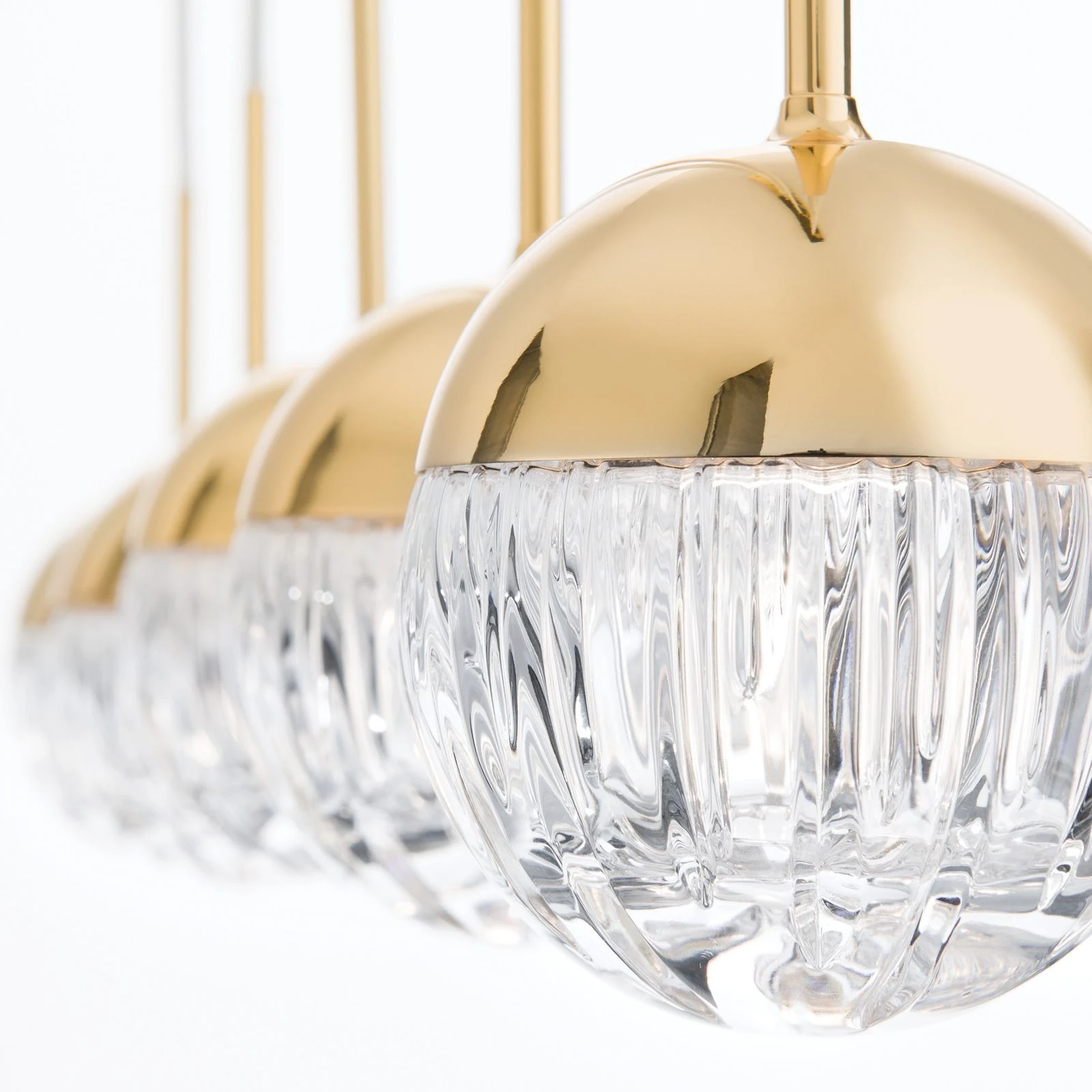 Viseća lampa BALL, 5 izvora svetla, 24-karatno pozlaćena, prozirno kristalno staklo (ručno sečeno) - 8