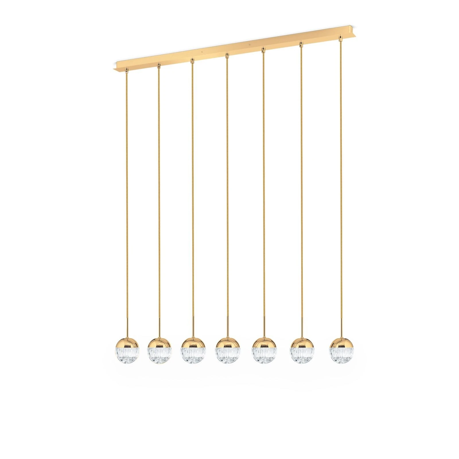 Viseća lampa BALL, 7 izvora svetla, 24-karatno pozlaćena, prozirno kristalno staklo (ručno sečeno) - 5