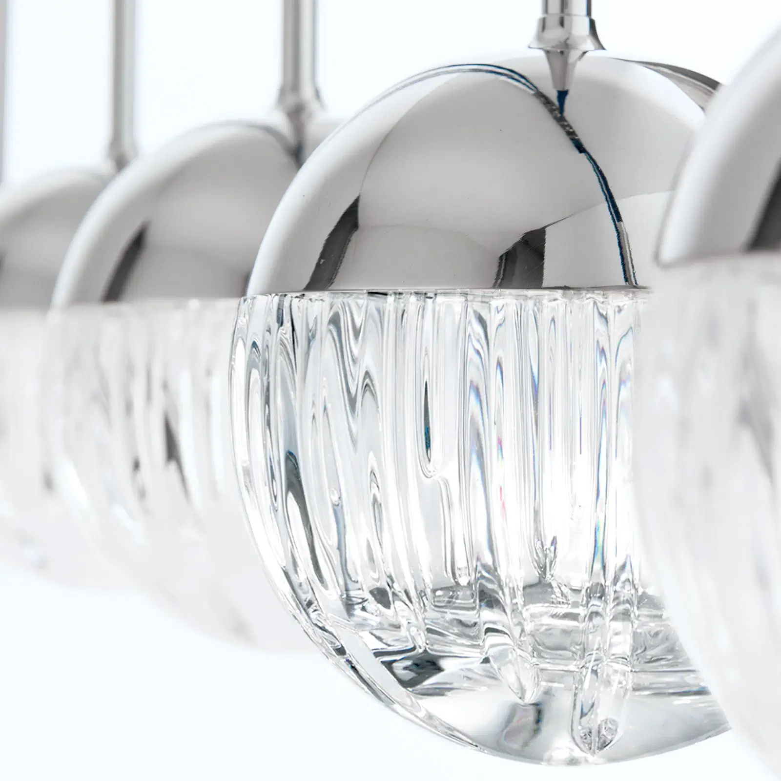 Viseća lampa BALL sa 7 izvora svetla, u nikl završnoj obradi, sa srebrnim tekstilnim kablom i providnim kristalnim staklom sa linearnim rezom - 3