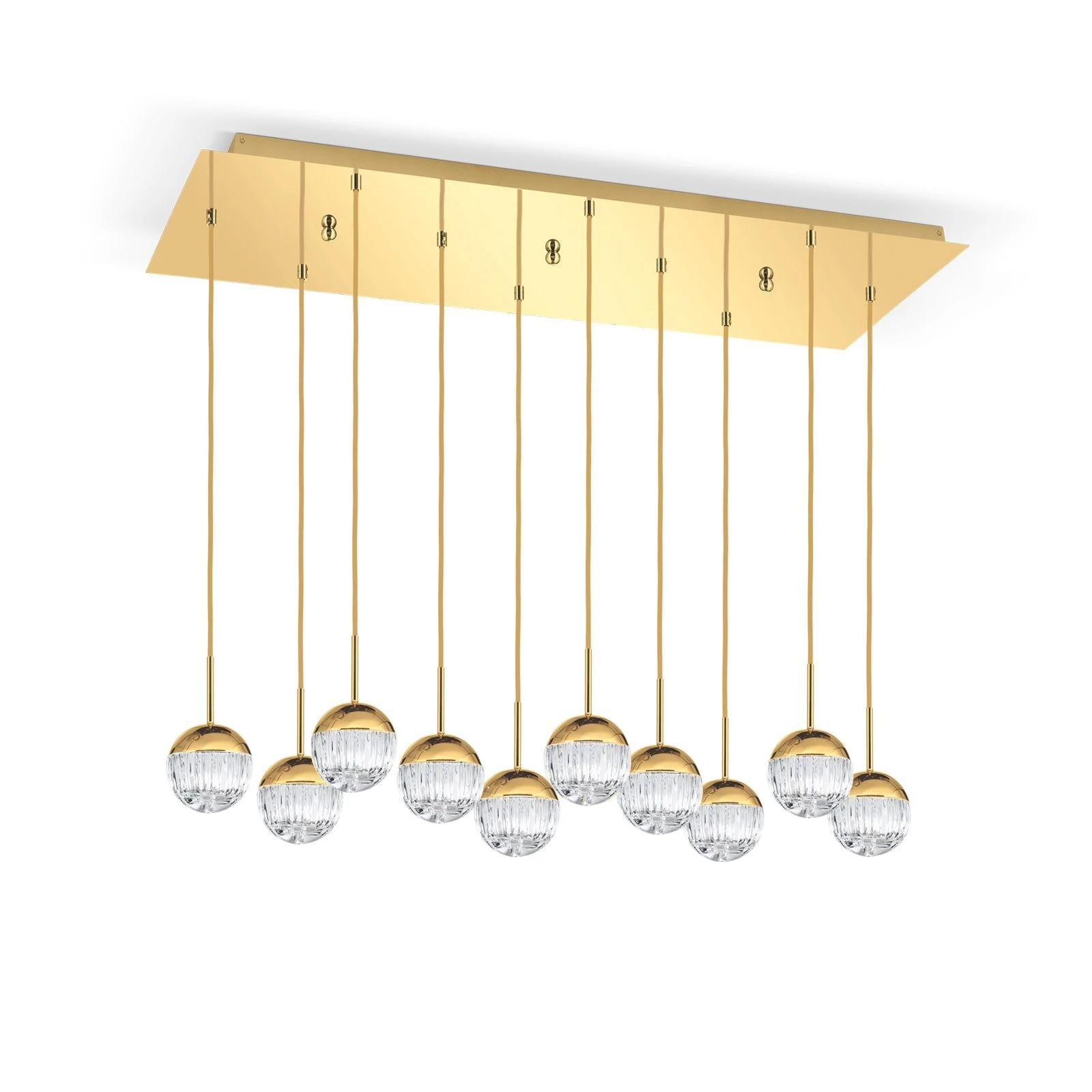 Viseća lampa BALL, 10 izvora svetla, 24-karatno pozlaćena, prozirno kristalno staklo (ručno sečeno) - 4