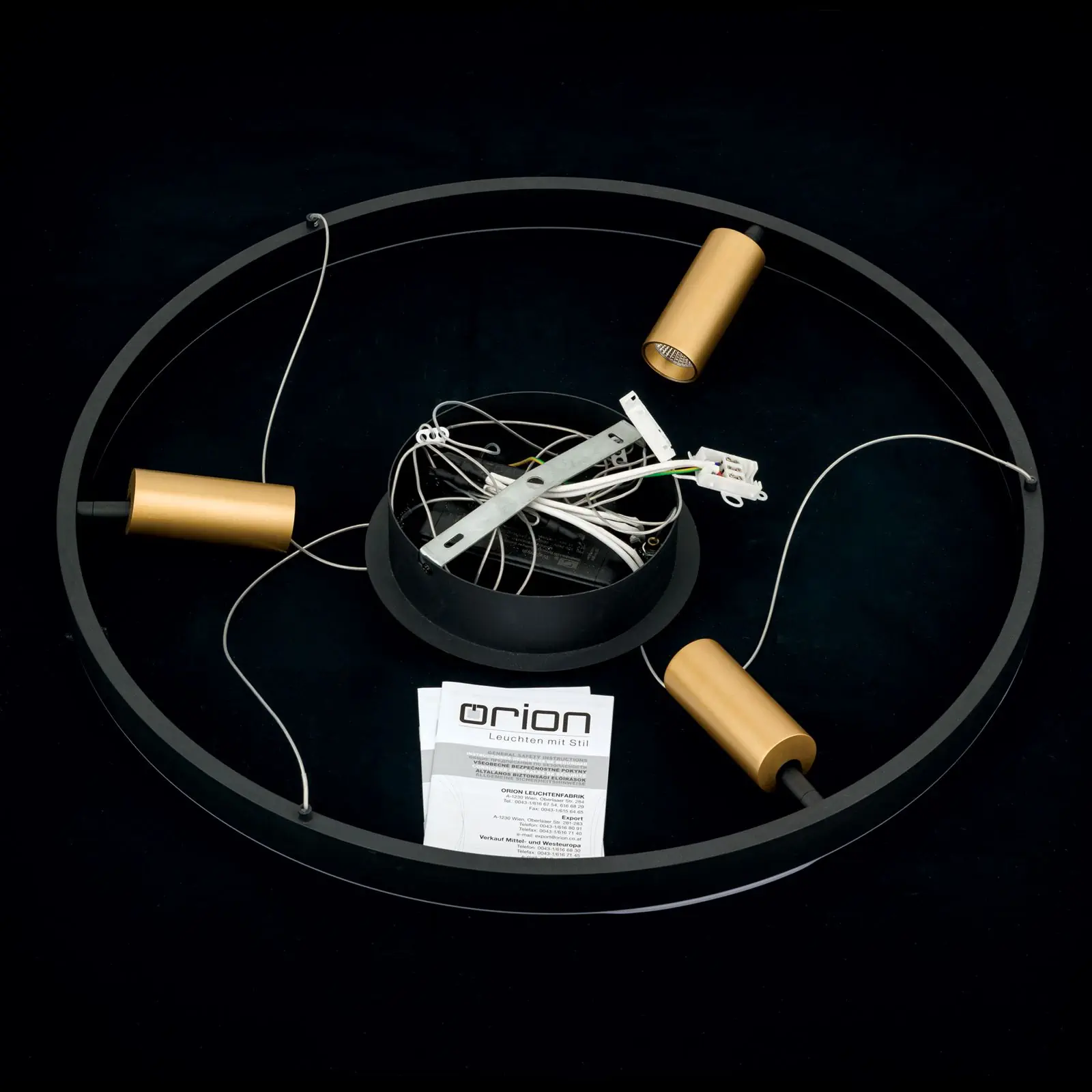 LED viseća lampa BERLIN, 3 izvora svetla, crno-zlatna - 8