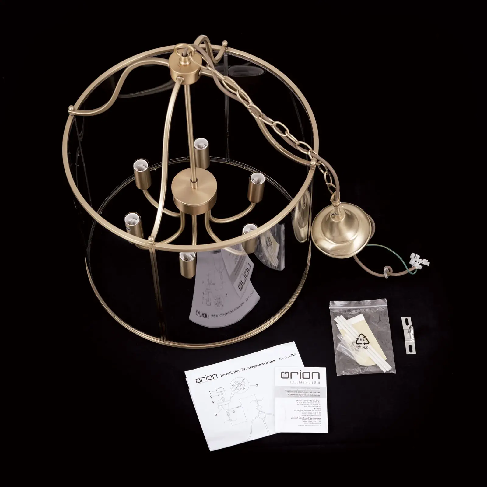 Viseća lampa BRUNO, sa 6 izvora svetla, bronza - 8