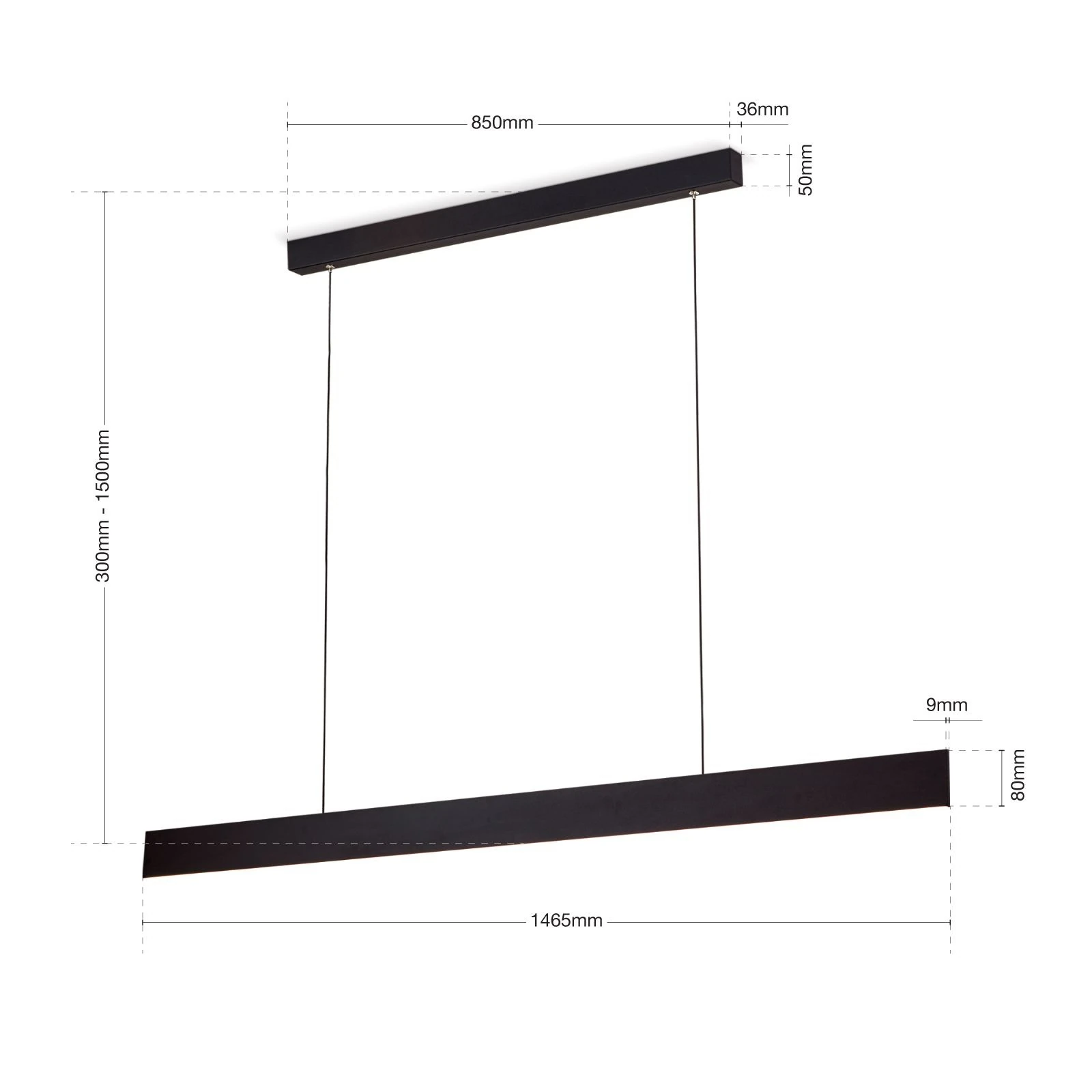 LED viseća lampa GIDEON sa osvetljenjem nagore i nadole, dimabilna, crna - 7