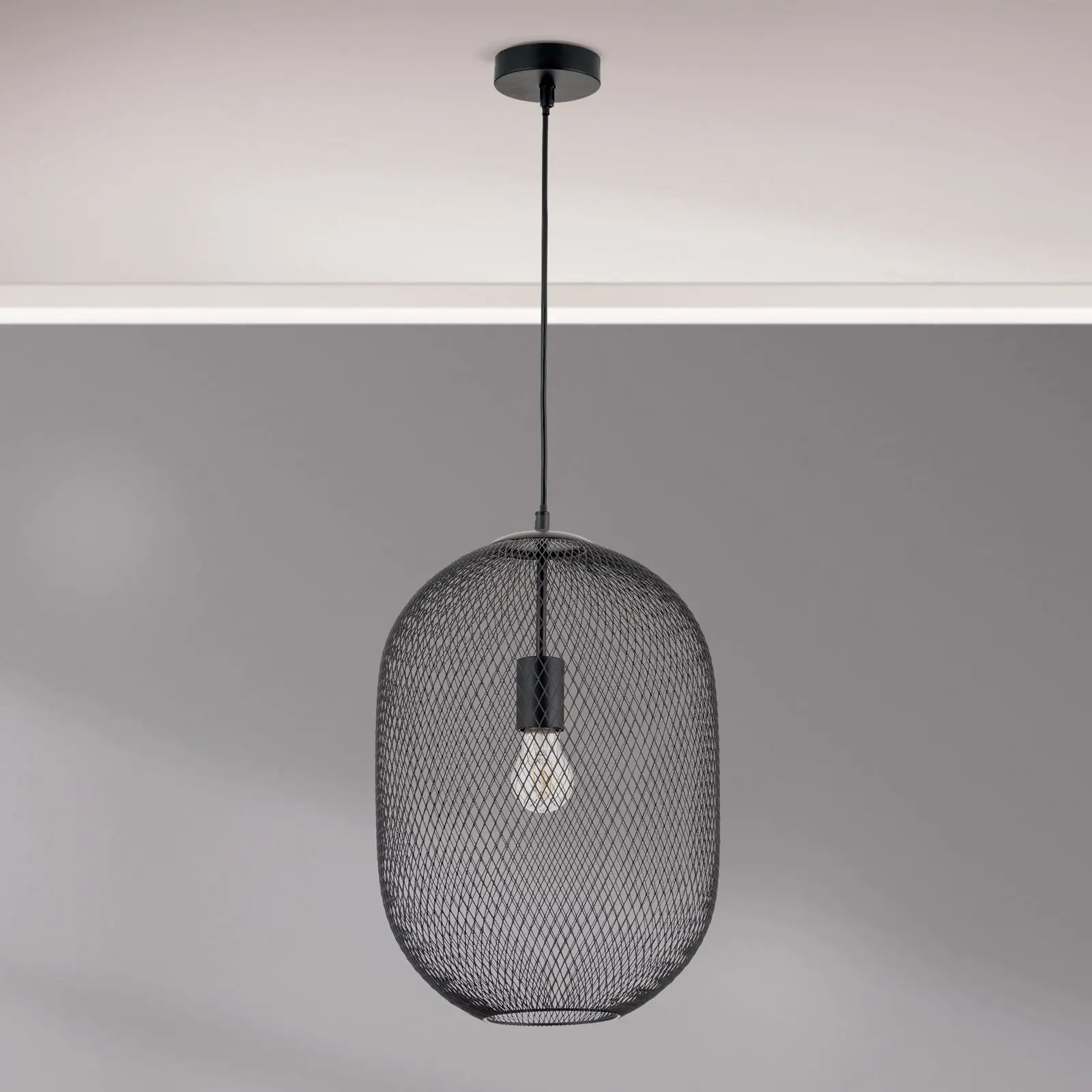 Viseća lampa GEORGINA sa kavez abažurom, crna - 3