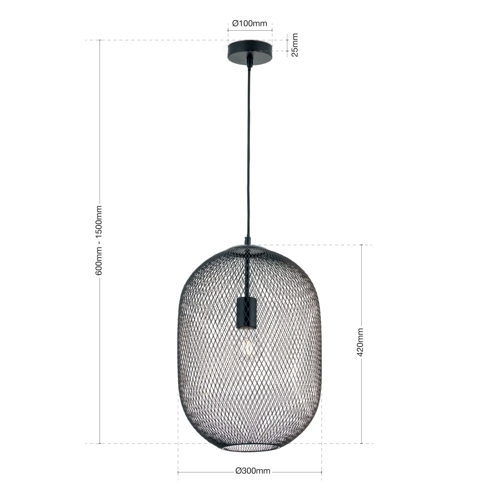 Viseća lampa GEORGINA sa kavez abažurom, crna - 8