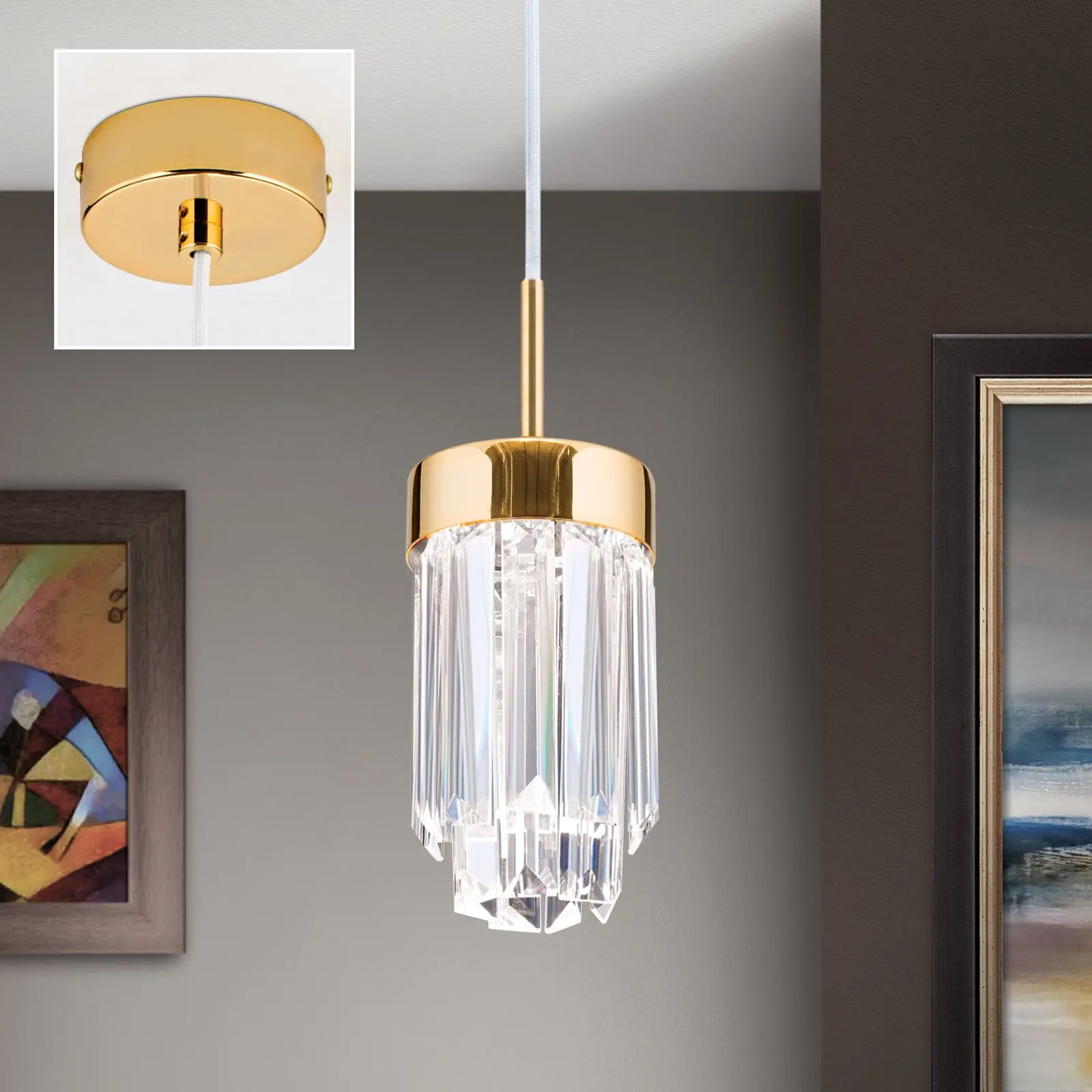 LED kristalna viseća lampa PRISM, zlatna - 2