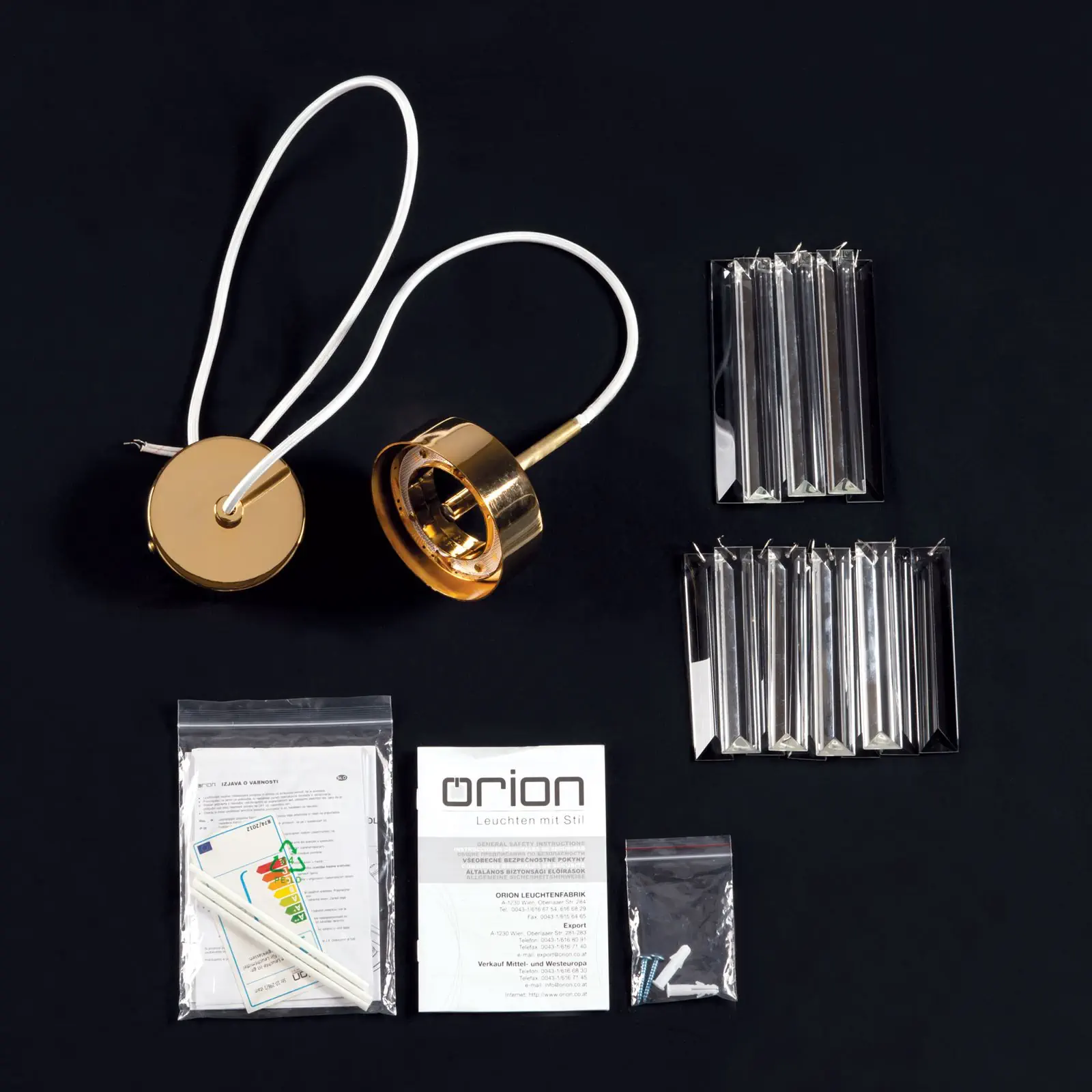 LED kristalna viseća lampa PRISM, zlatna - 8