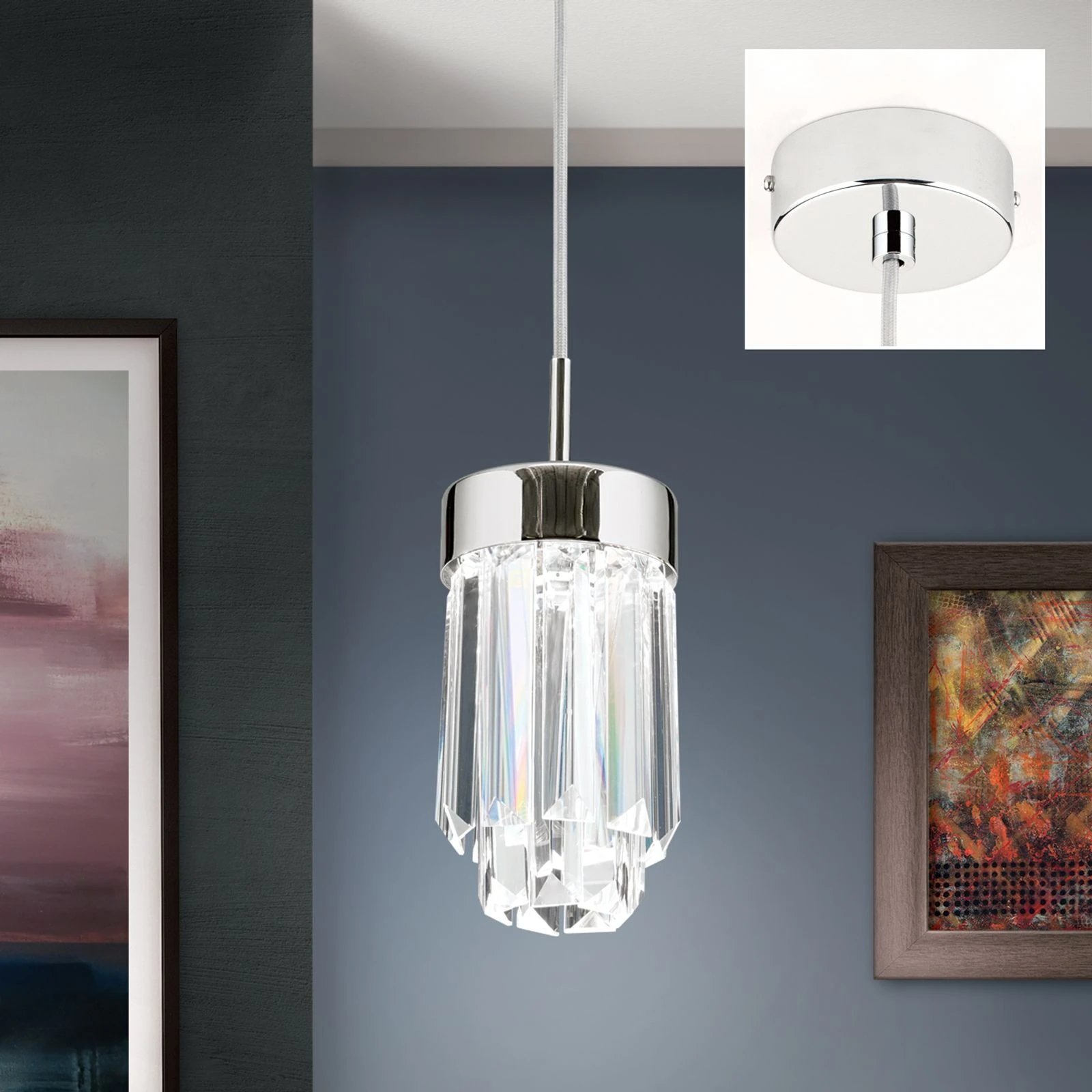 LED kristalna viseća lampa PRISM, hrom, LED 4,5 W / 380 lm / 3000 K - 2