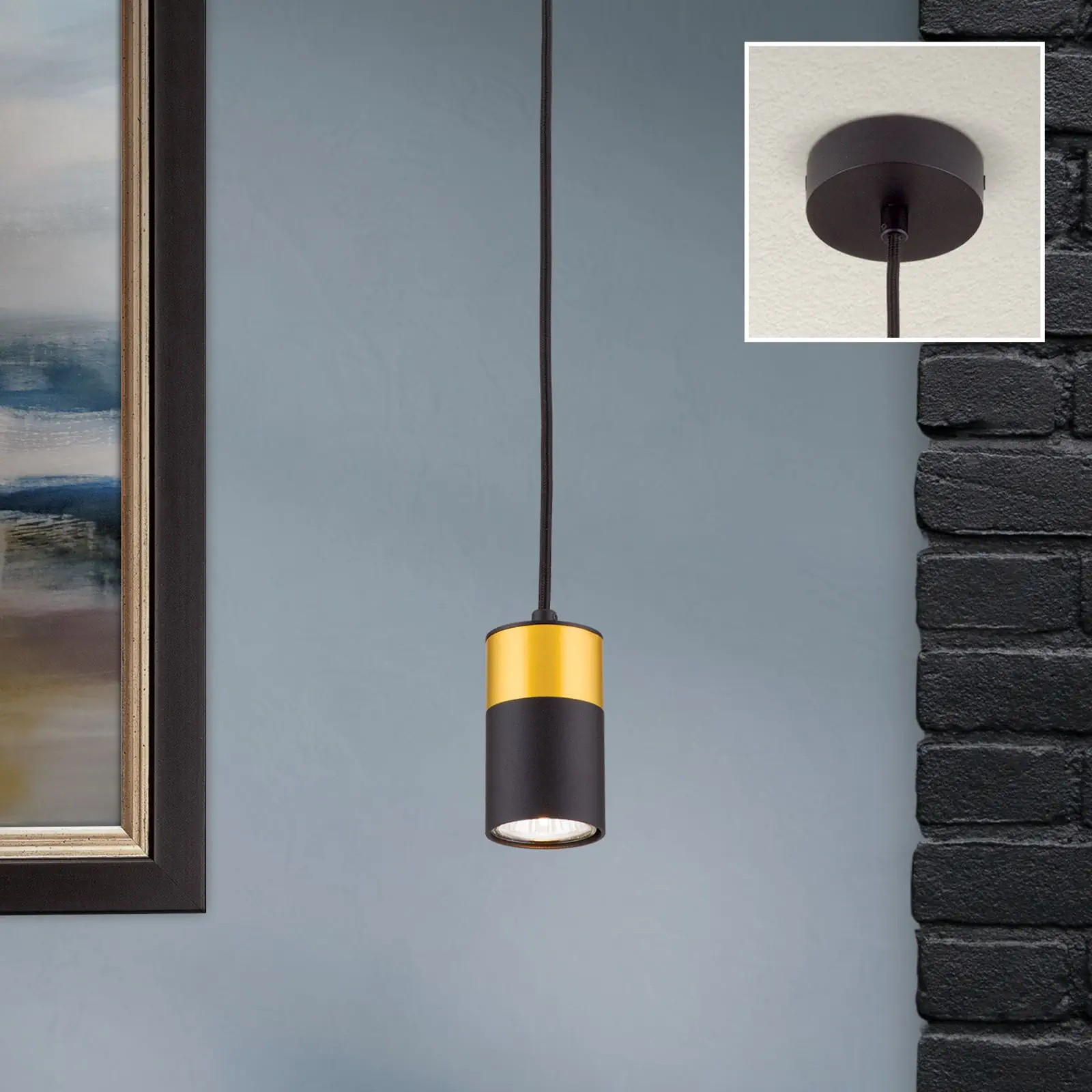 Viseća lampa MARTINI, crno-zlatna, 9,5cm - 2