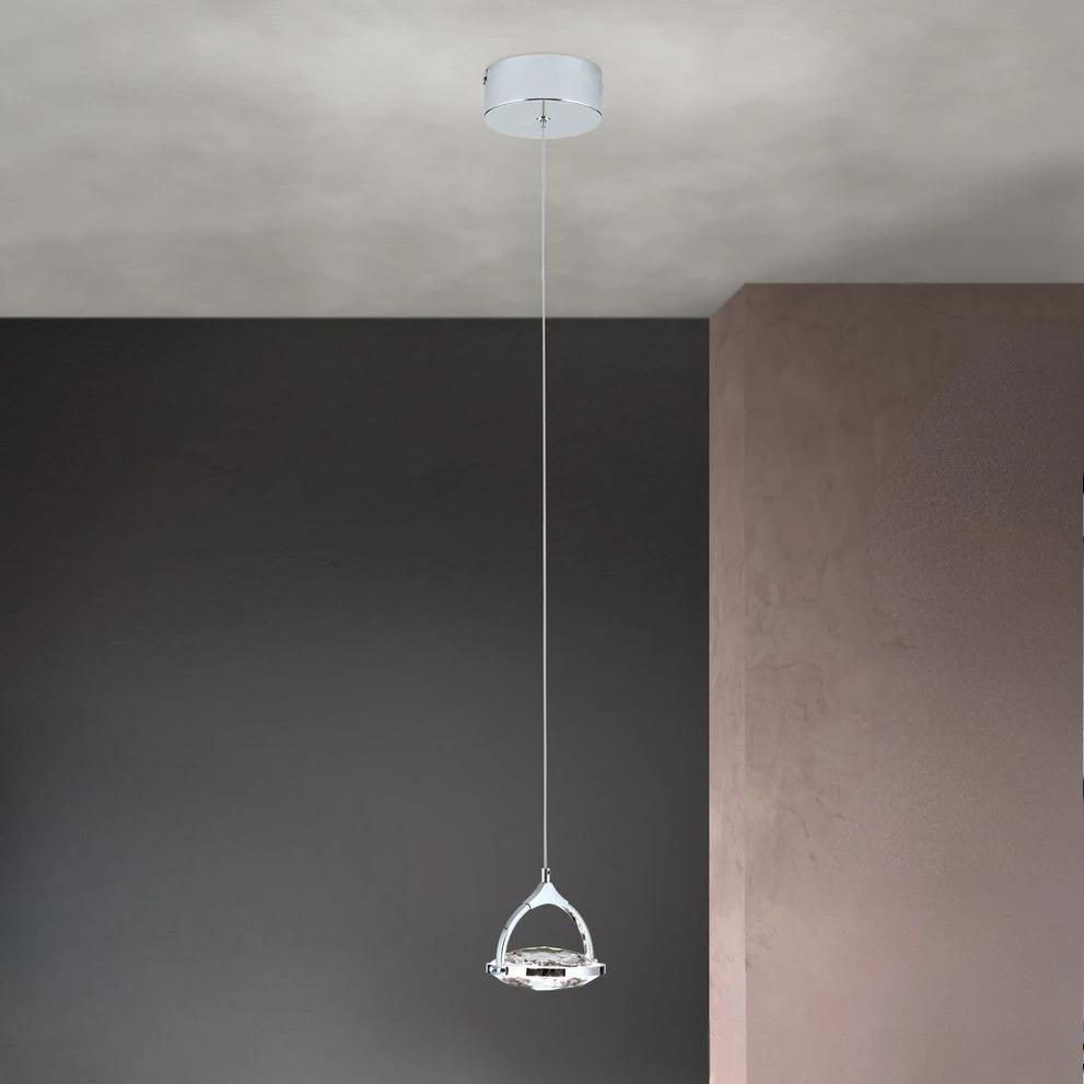 LED viseća lampa MOON, 1-izvor svetla, hrom - 1