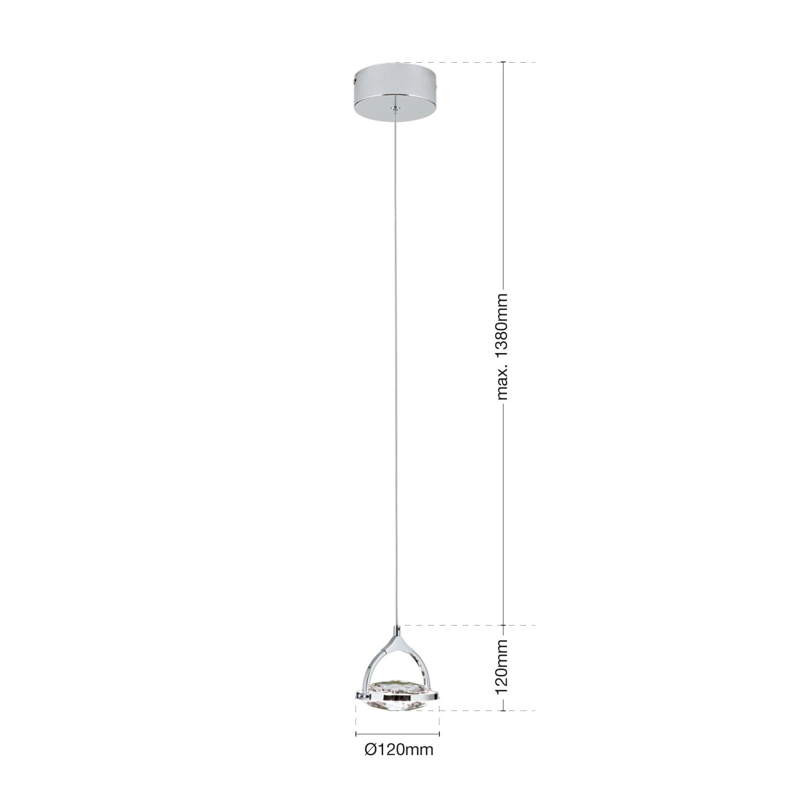 LED viseća lampa MOON, 1-izvor svetla, hrom - 7