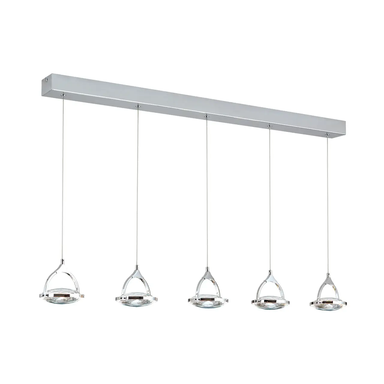 LED viseća lampa MOON, 5 izvora svetla, hrom - 4