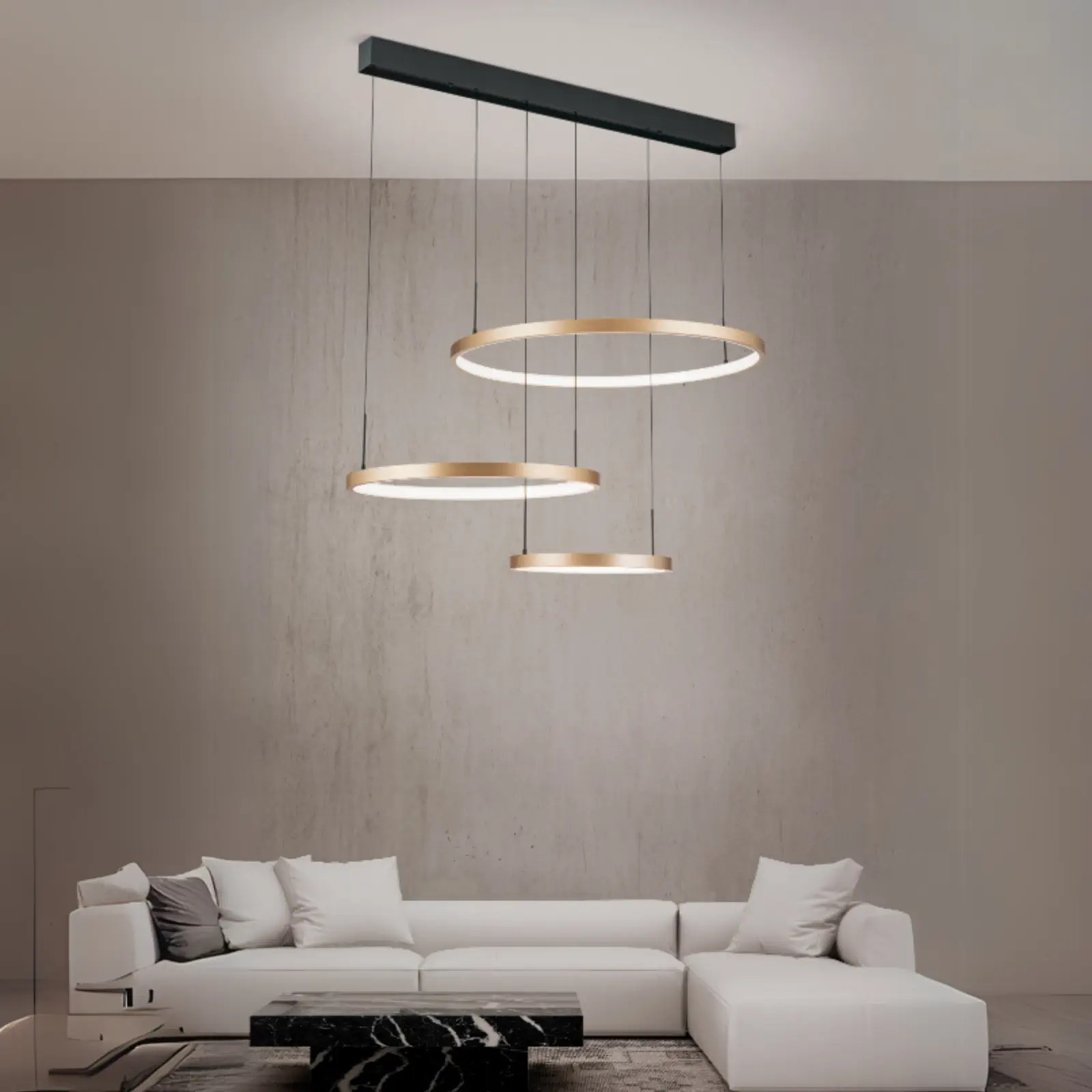 LED viseća lampa SPHERE, mat zlatna, sa 3 svetlosna prstena - 10