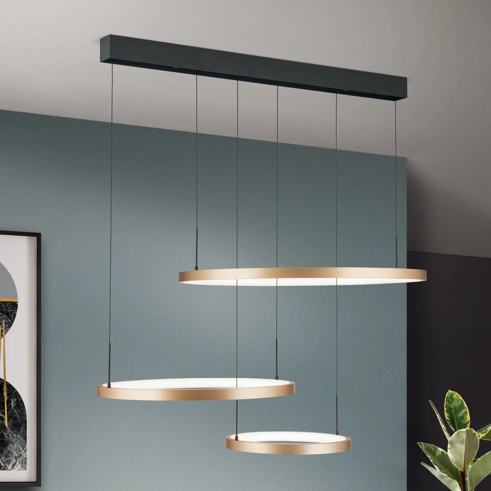 LED viseća lampa SPHERE, mat zlatna, sa 3 svetlosna prstena - 3