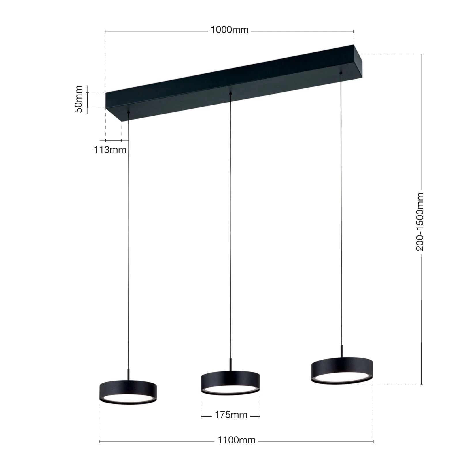 LED viseća lampa TEIDE, mat crna - 7