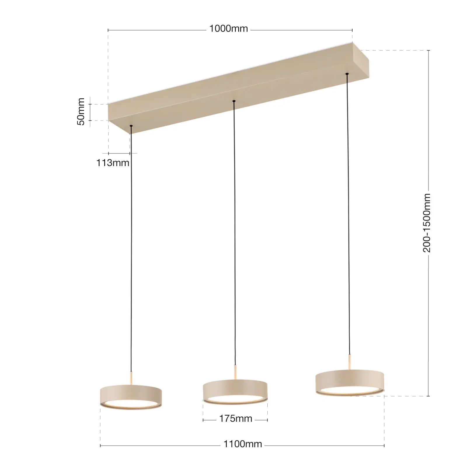 LED viseća lampa TEIDE, kaki - 7