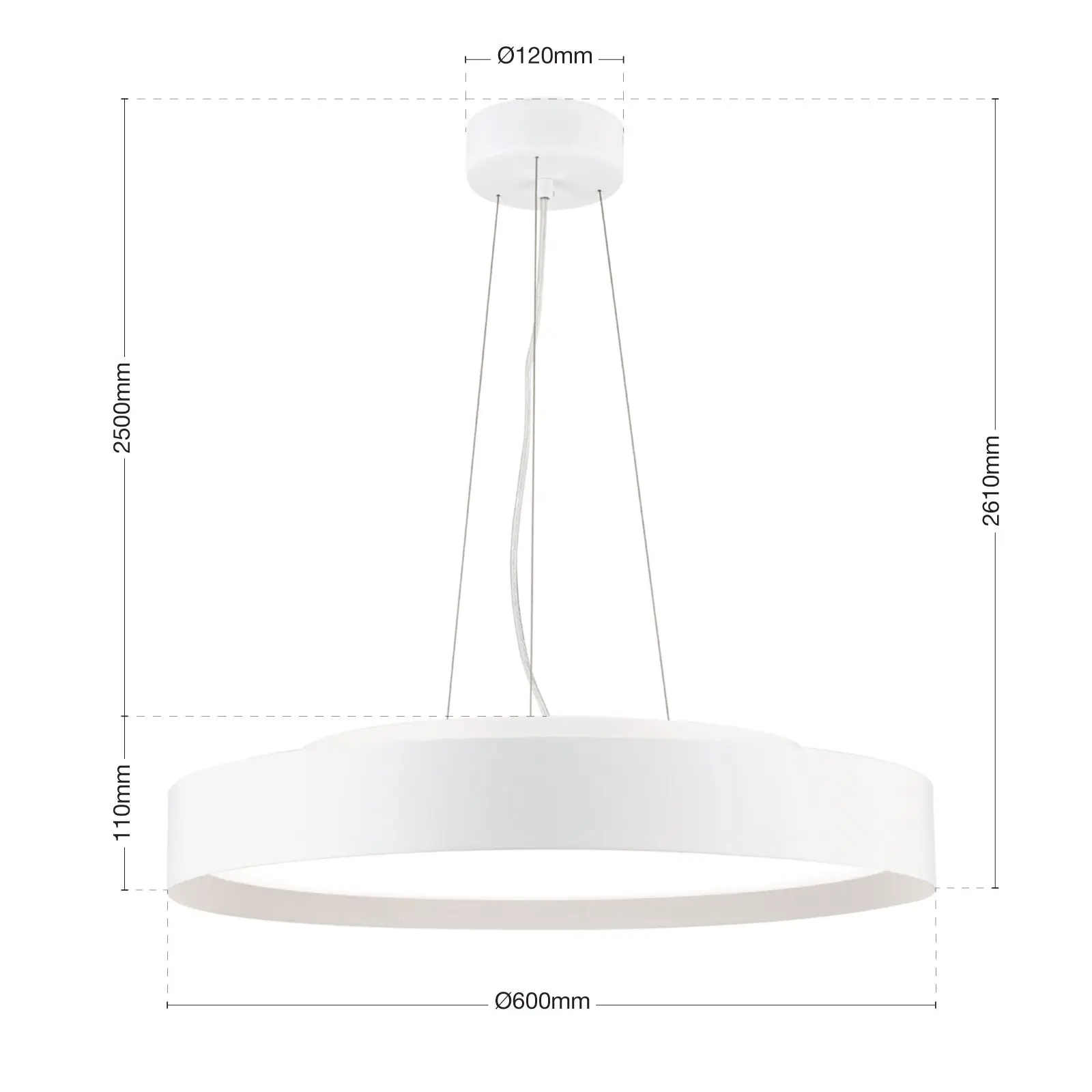 LED viseća lampa VARIO, Ø 60 cm, bela - 7