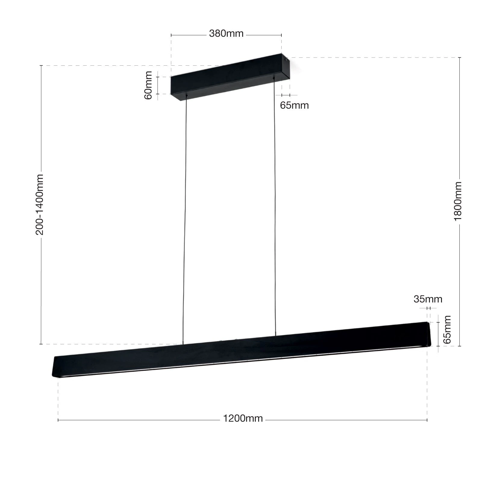 LED viseća lampa TARA, 120 cm, crna - 8