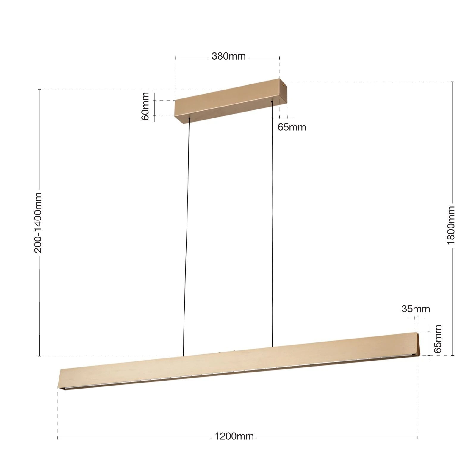 LED viseća lampa TARA, 120 cm, mat zlato - 8