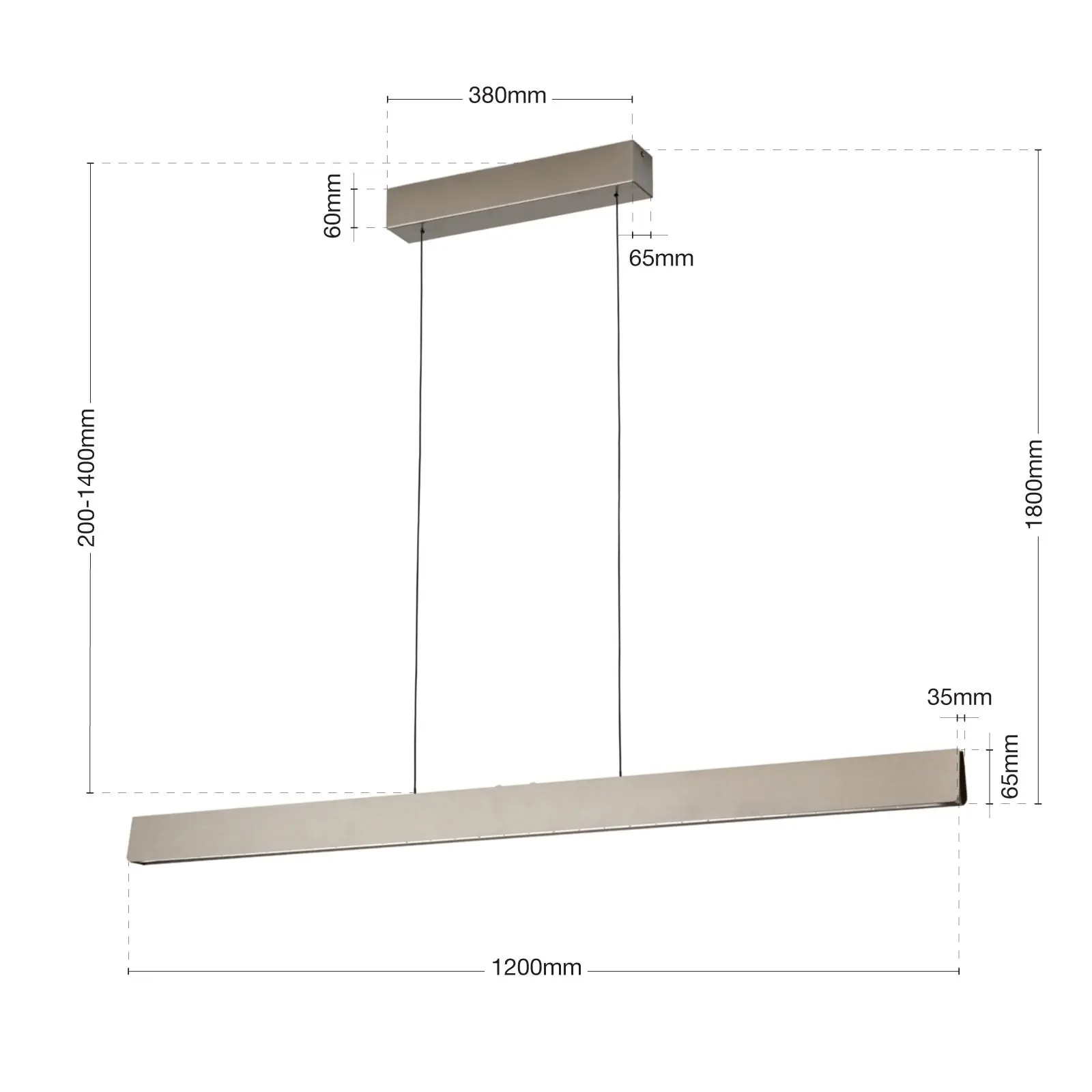 LED viseća lampa TARA, 120 cm, mat nikl - 8