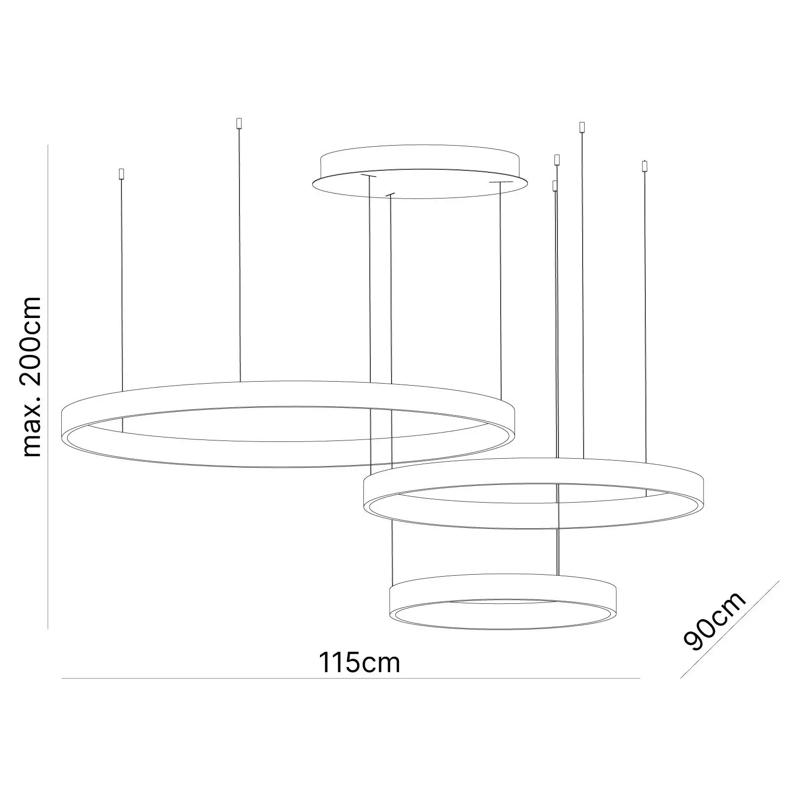 Viseća lampa KOLK, horizontalna, Ø 40/60/80 cm - 3