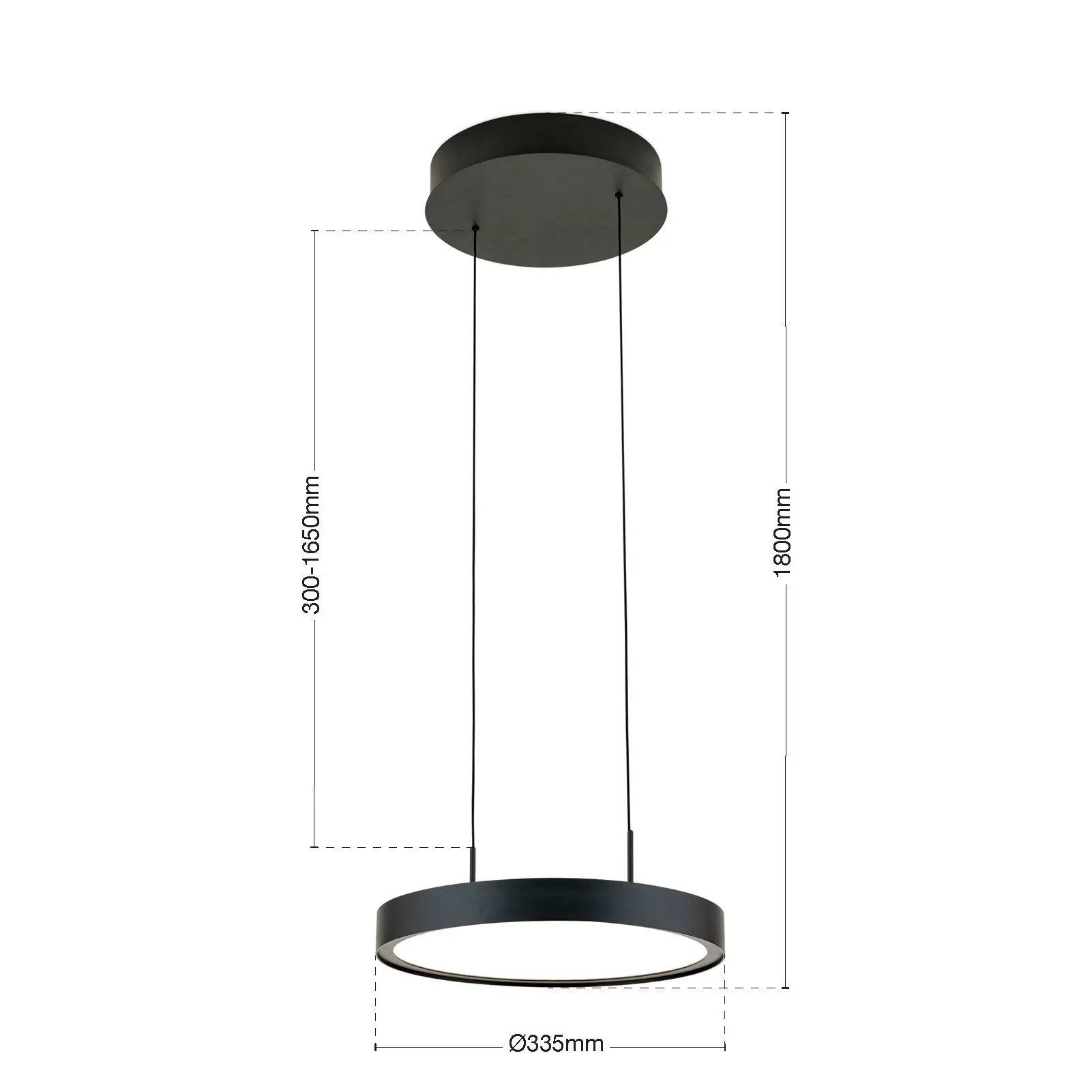 LED viseća lampa TEIDE, Ø 33,5 cm, mat crna - 7