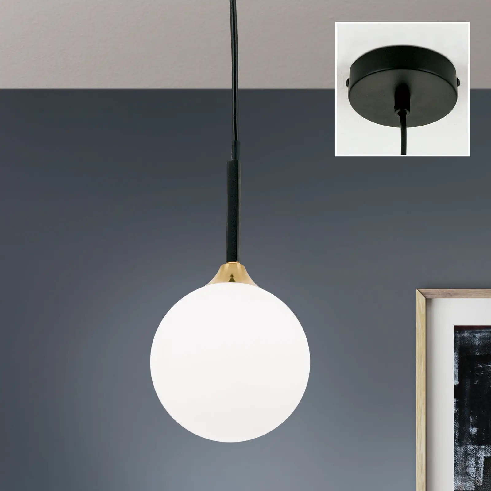 Viseća lampa SNOWWHITE, 1 izvor svetla, crni mesing - 2