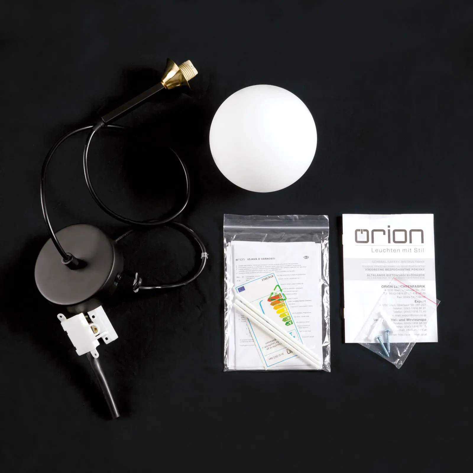 Viseća lampa SNOWWHITE, 1 izvor svetla, crni mesing - 8