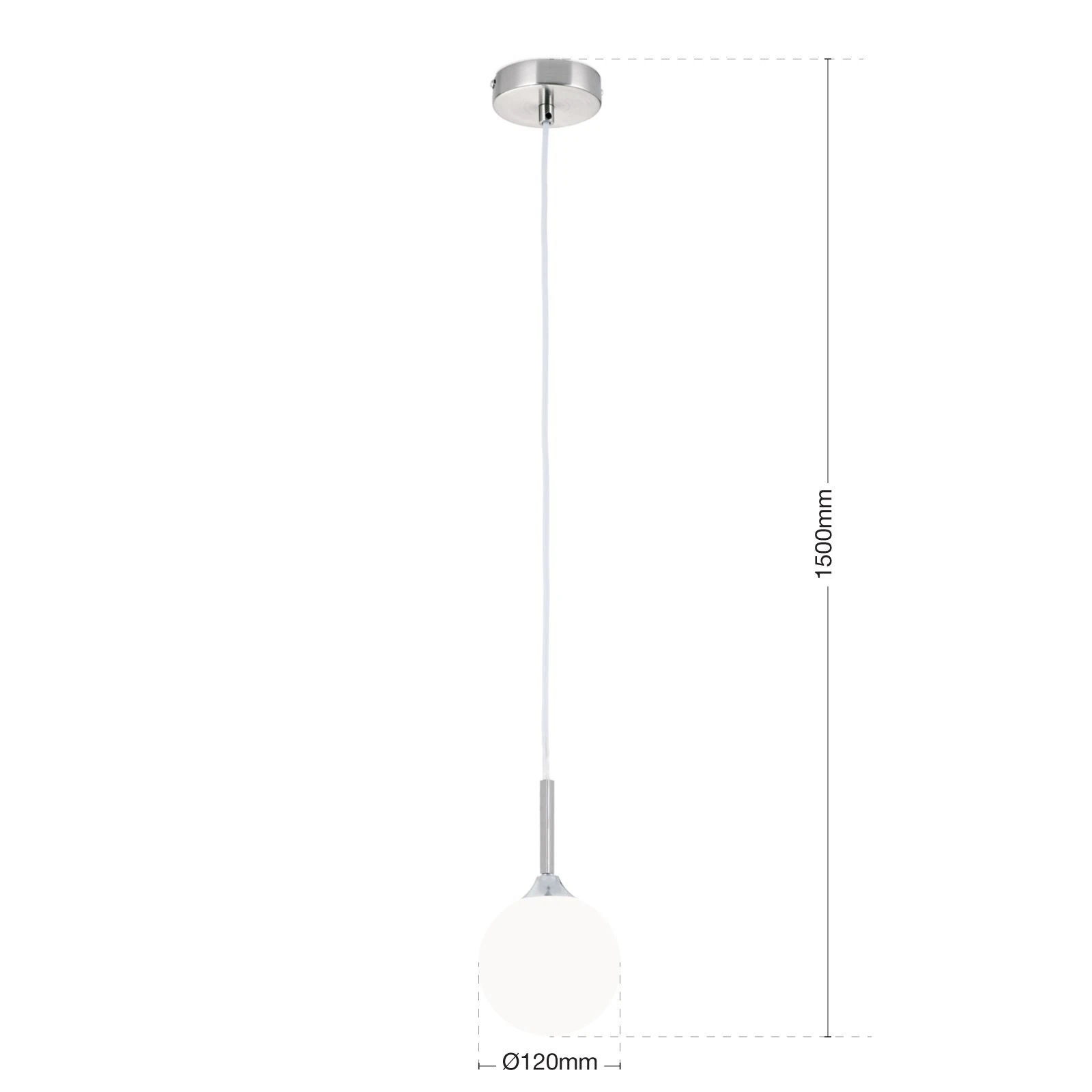 Viseća lampa SNOWWHITE, 1 izvora svetla, satin hrom, mat opal staklo - 7