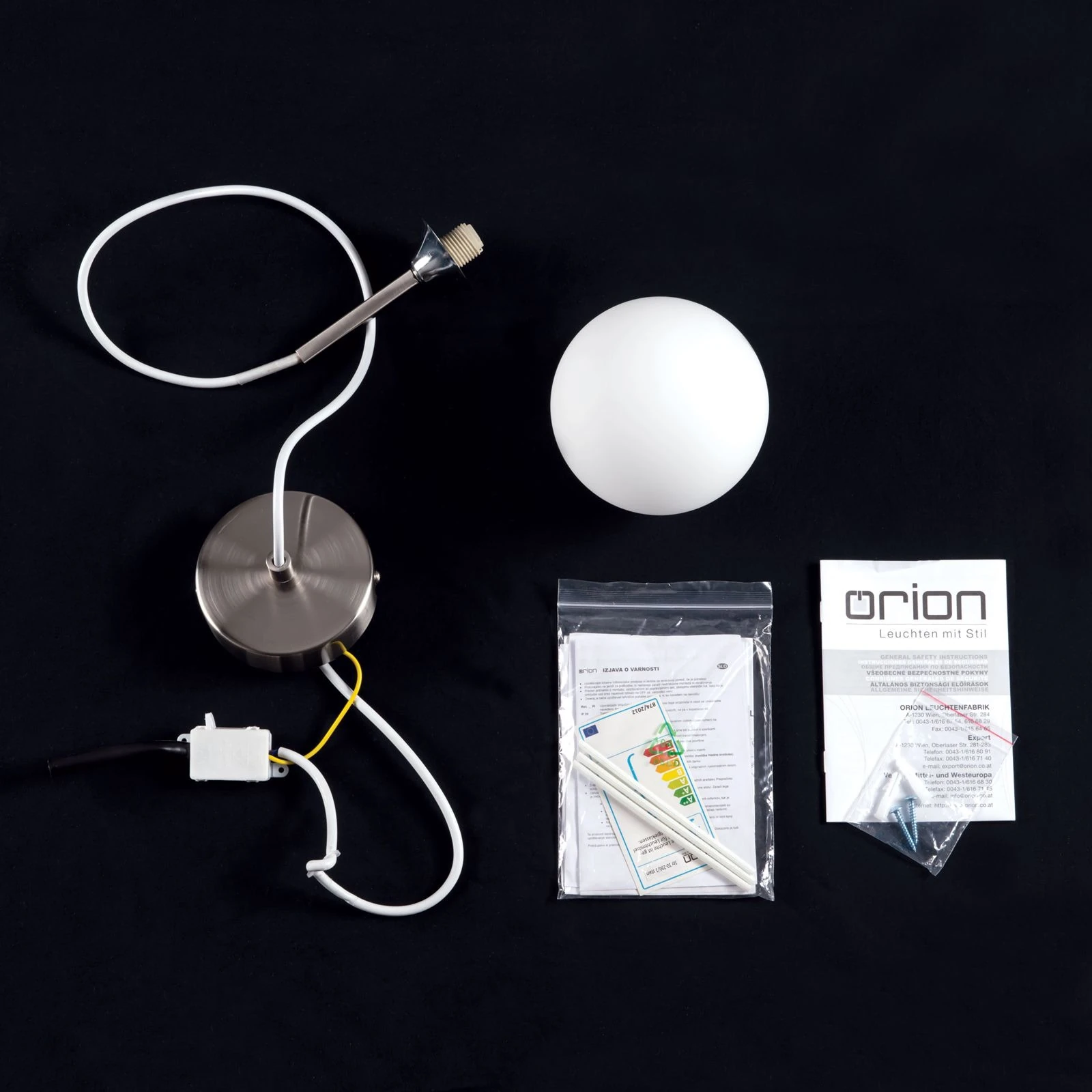 Viseća lampa SNOWWHITE, 1 izvora svetla, satin hrom, mat opal staklo - 8