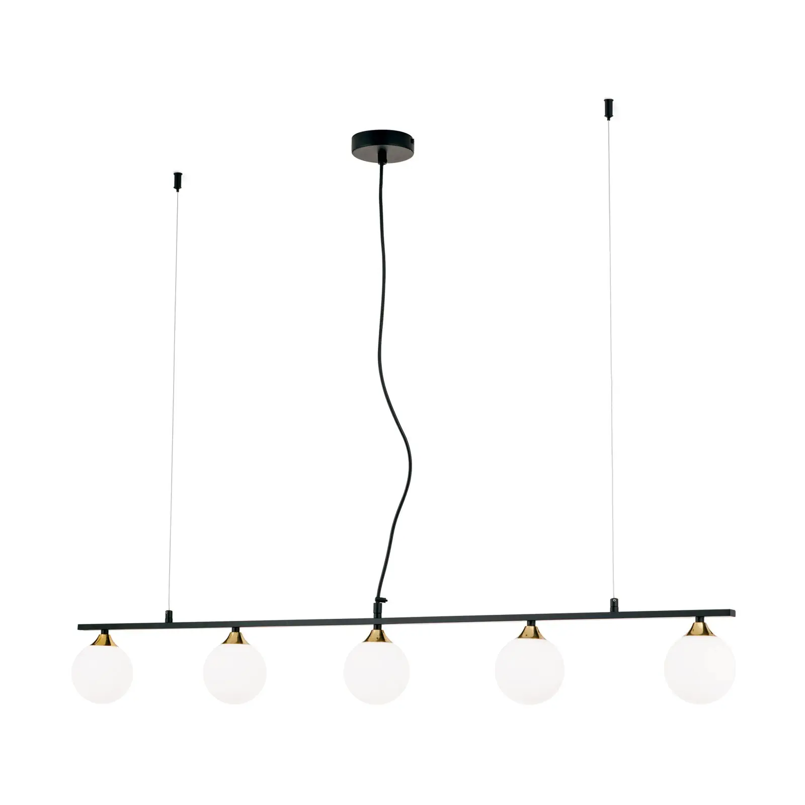 Viseća lampa SNOWWHITE, 5 izvora svetla, crni mesing - 4