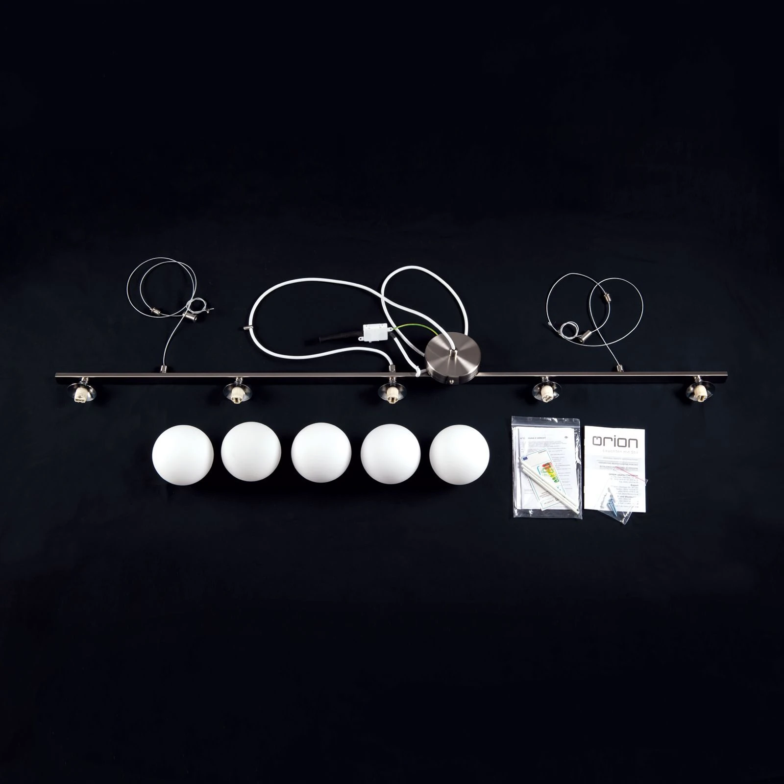 Viseća lampa SNOWWHITE, 5 izvora svetla, satin hrom, mat opal staklo - 8