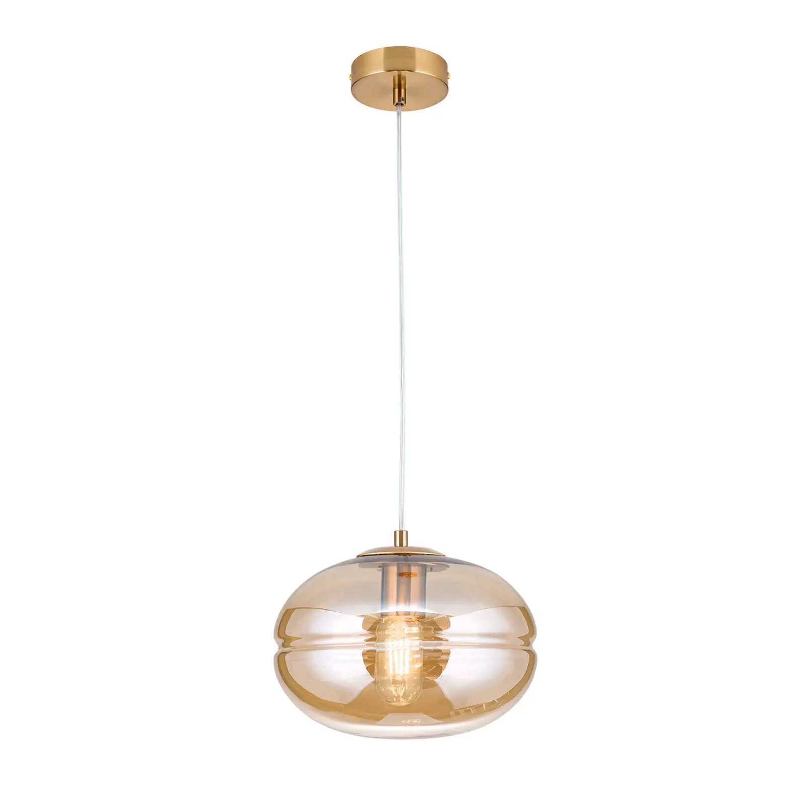 Viseća lampa RICHARD, 1 izvor svetla, mat mesing, amber - 4