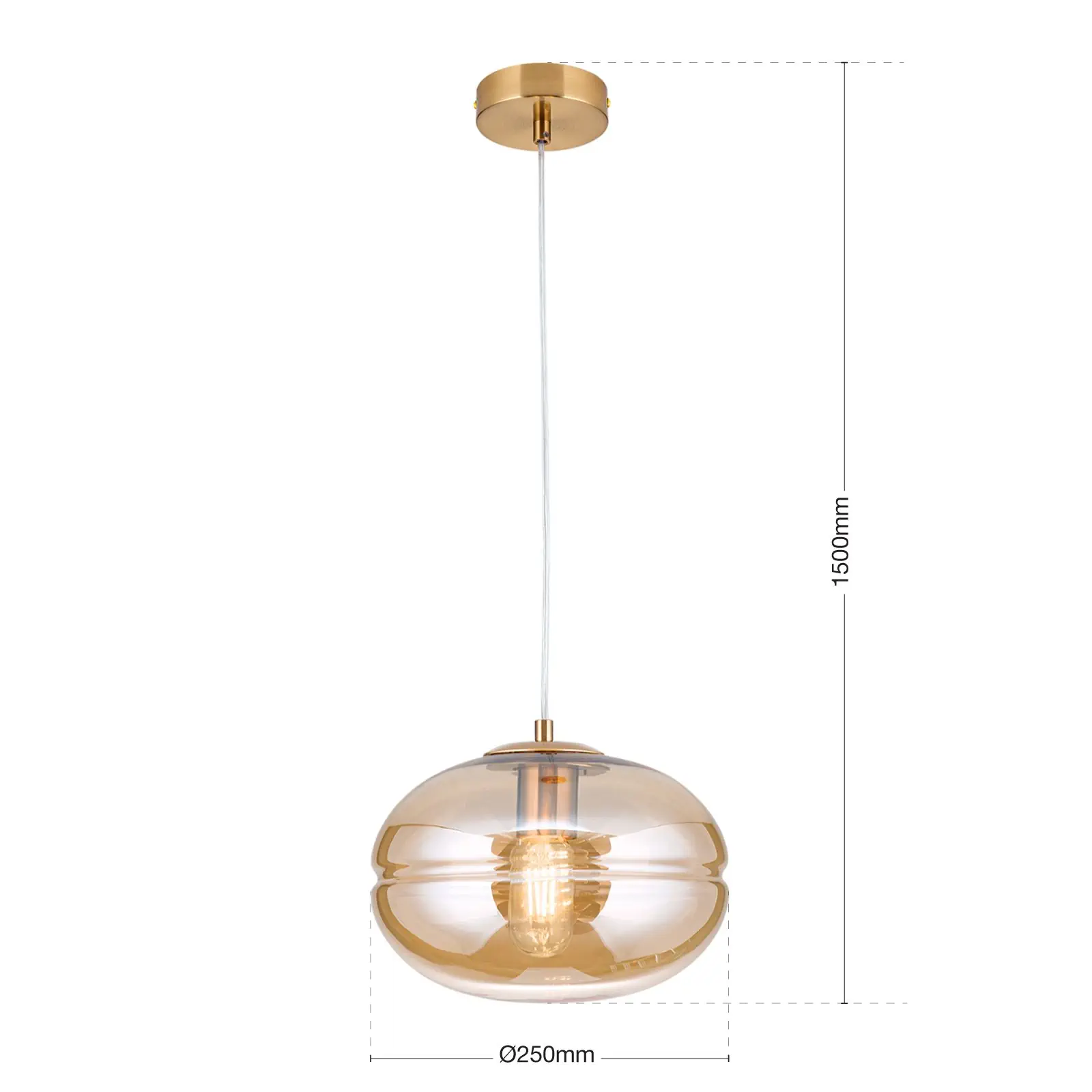 Viseća lampa RICHARD, 1 izvor svetla, mat mesing, amber - 7