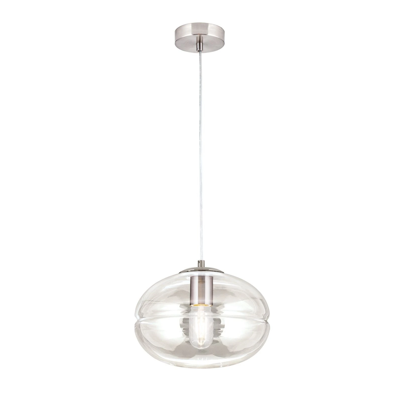 Viseća lampa RICHARD, 1 izvor svetla, satin hrom, prozirno staklo - 4