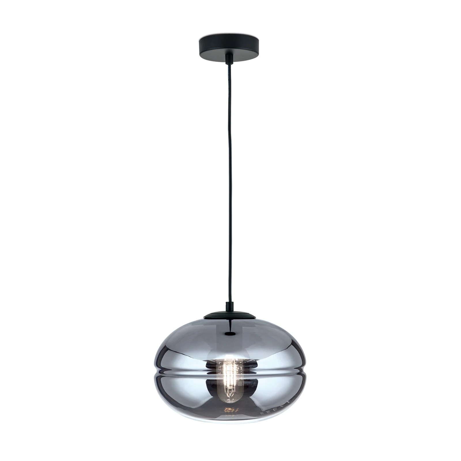 Viseća lampa RICHARD, 1 izvor svetla, crna, dimno staklo - 4