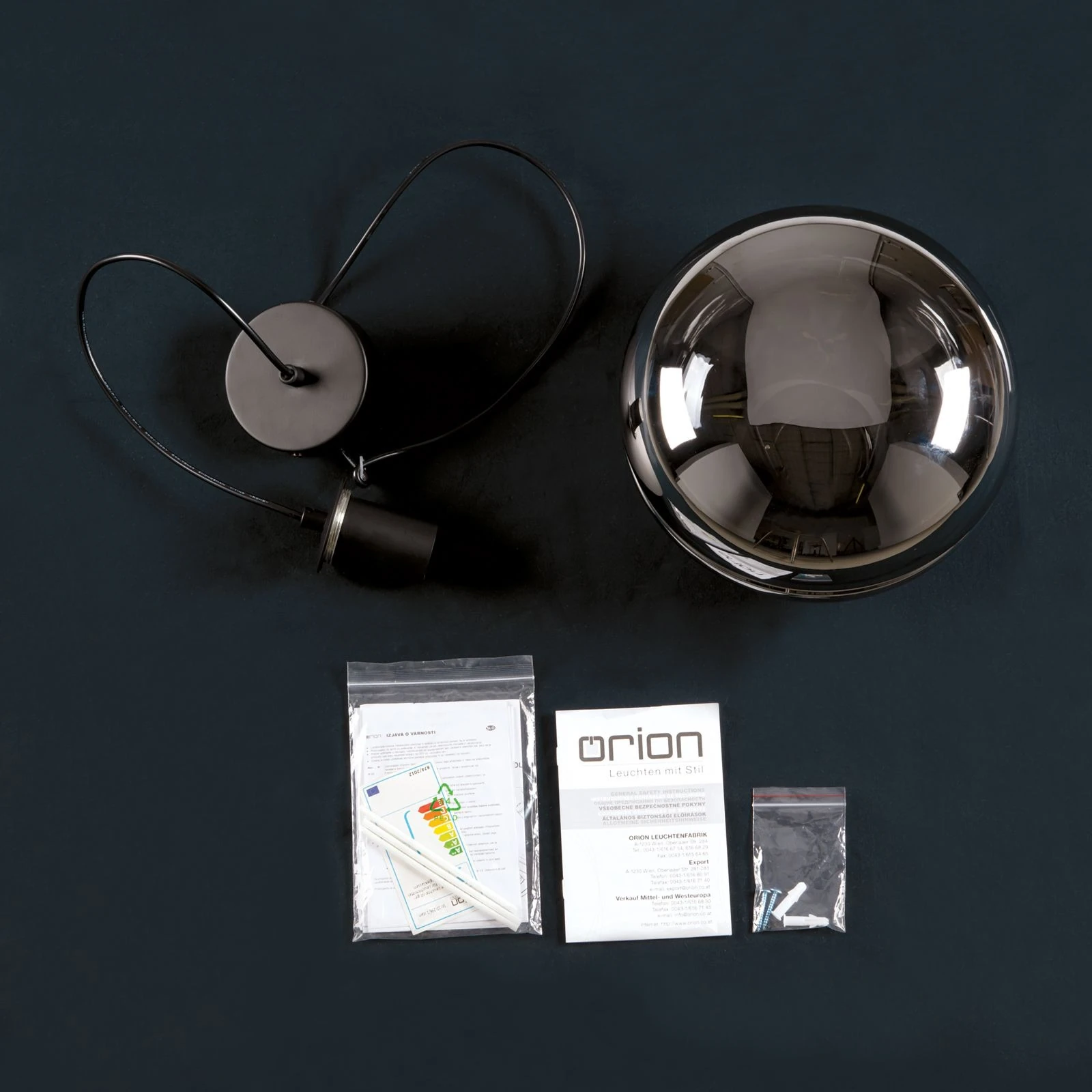 Viseća lampa RICHARD, 1 izvor svetla, crna, dimno staklo - 8