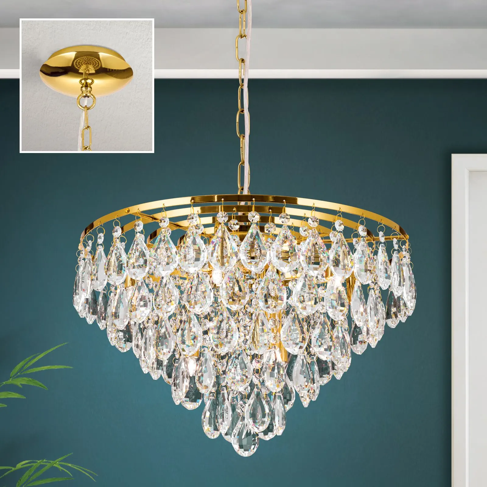 Viseća lampa CELESTE, 12 izvora svetla, zlatna - 2