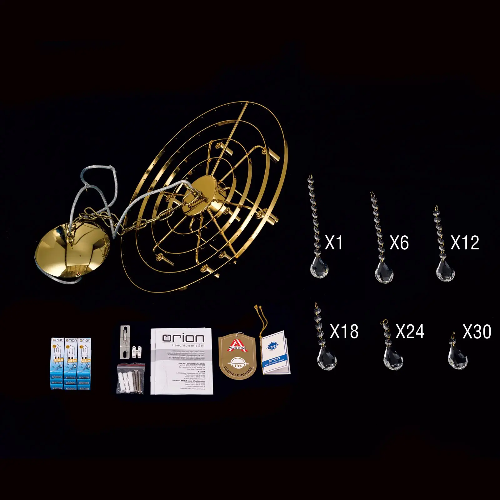 Viseća lampa CELESTE, 12 izvora svetla, zlatna - 8