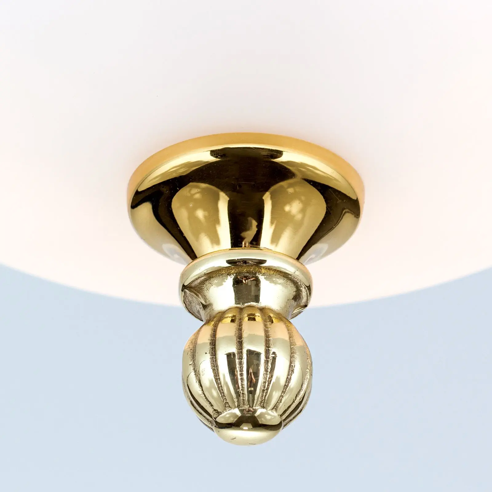 Plafonska lampa WIENER NOSTALGIE, sjajni mesing, opal-mat staklo, sa ukrasnim dugmetom, Ø 18 cm - 5